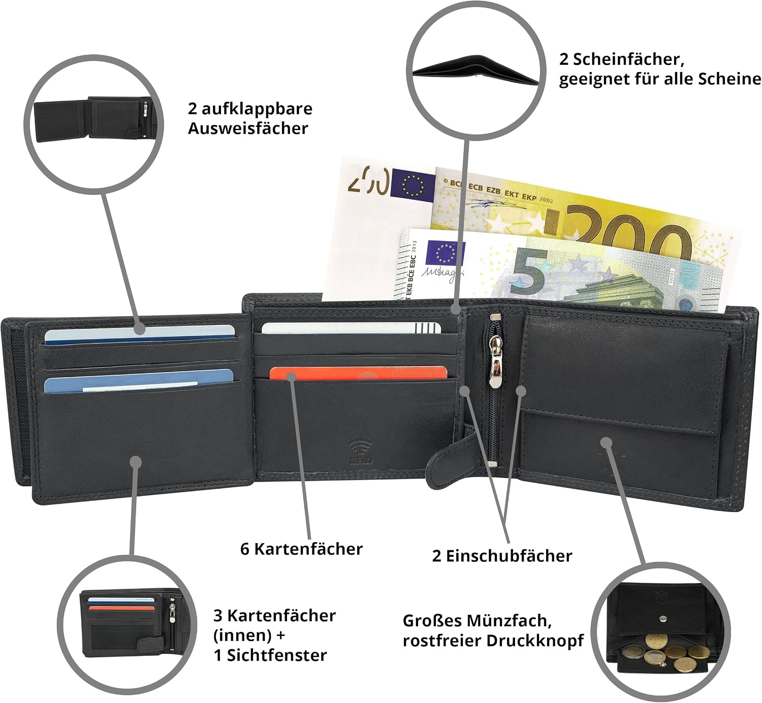 MOKIES Geldbörse Herren Echtleder – Bild 3