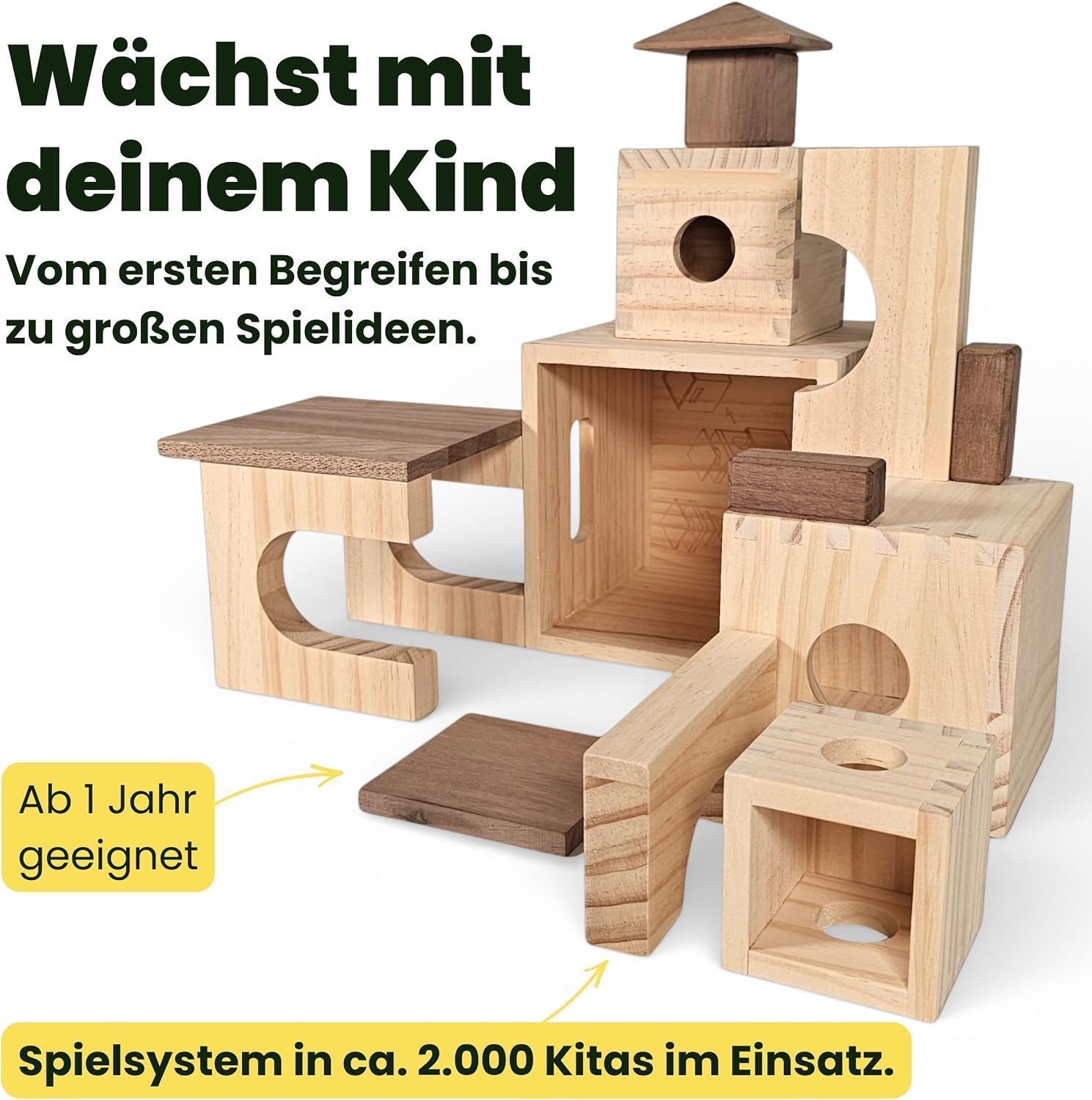 MATZBOX S-Box Montessori Kreativspielzeug aus Holzbausteinen – mitwachsendes Premium Holzspielzeug von 1 bis 7 Jahren – vielseitige Holzklötze & Boxen für freies Spielen – nachhaltiges Geschenk – Bild 5