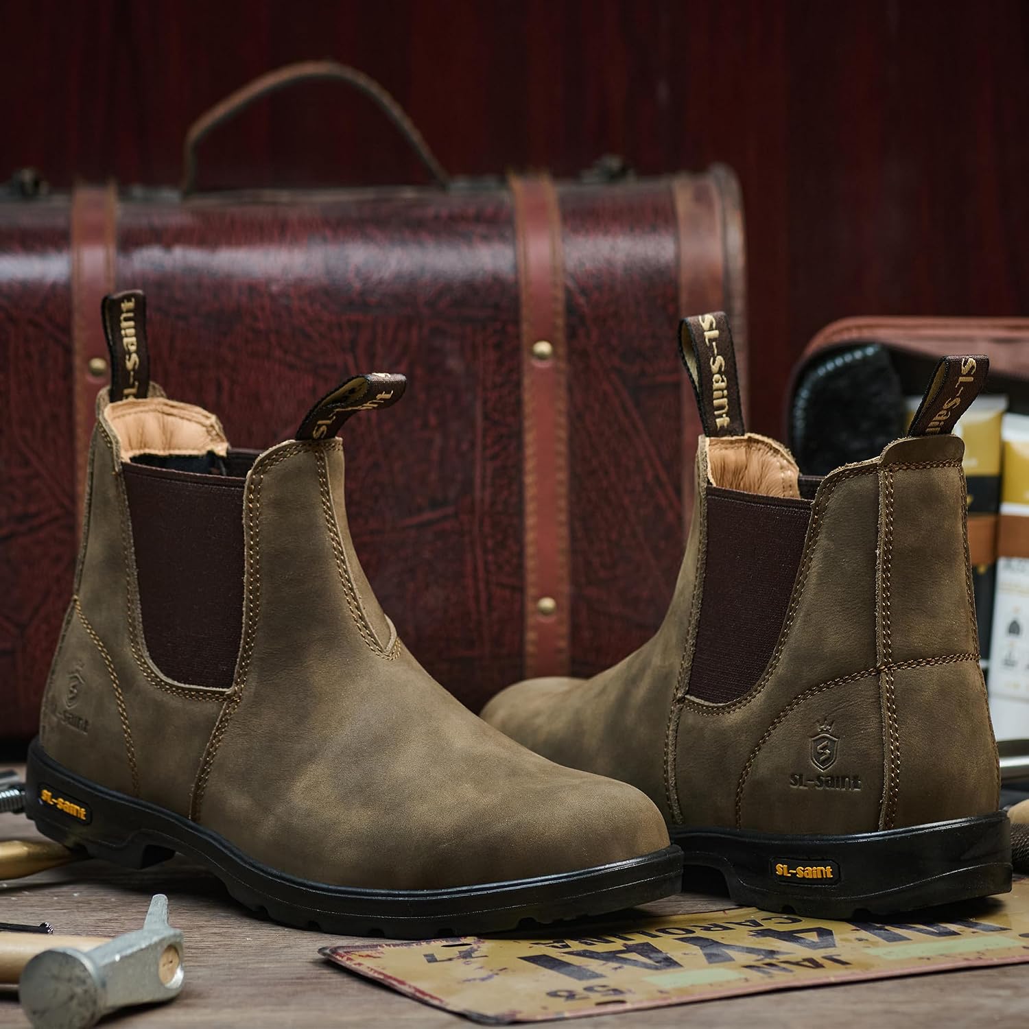 Herren Classic Chelsea Boots Knöchelmodische Slipper Aus Vollnarbenleder Lässig und Leicht – Bild 3