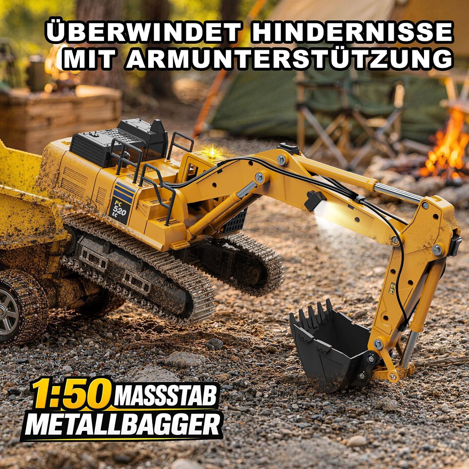 RC Bagger Ferngesteuerter Bagger 1:50 aus Metall,mit Spindelantrieb – Bild 2