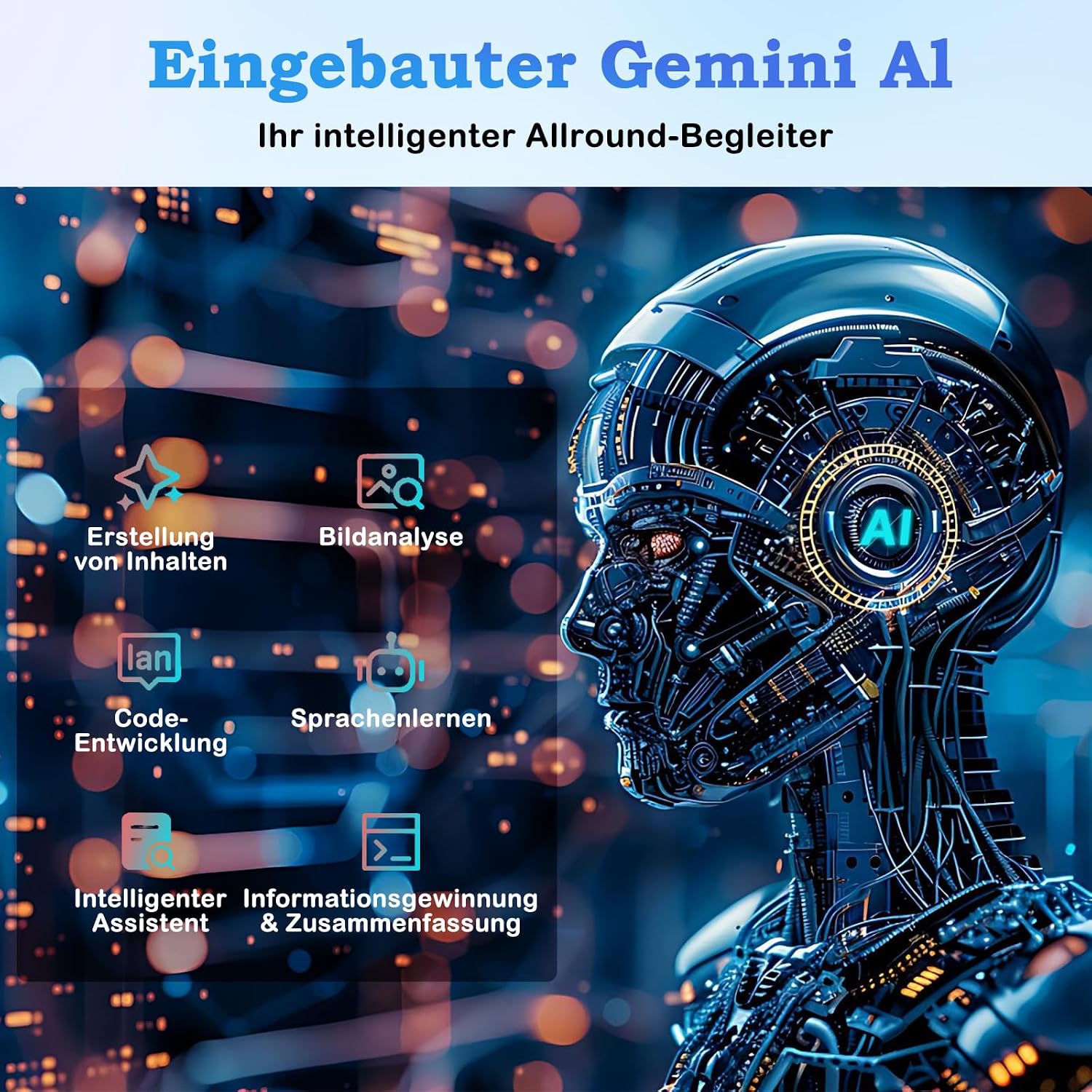 Android 15 Tablet mit Tastatur und Maus, Gemini AI Tablet 10,1 Zoll,Schwarz – Bild 9
