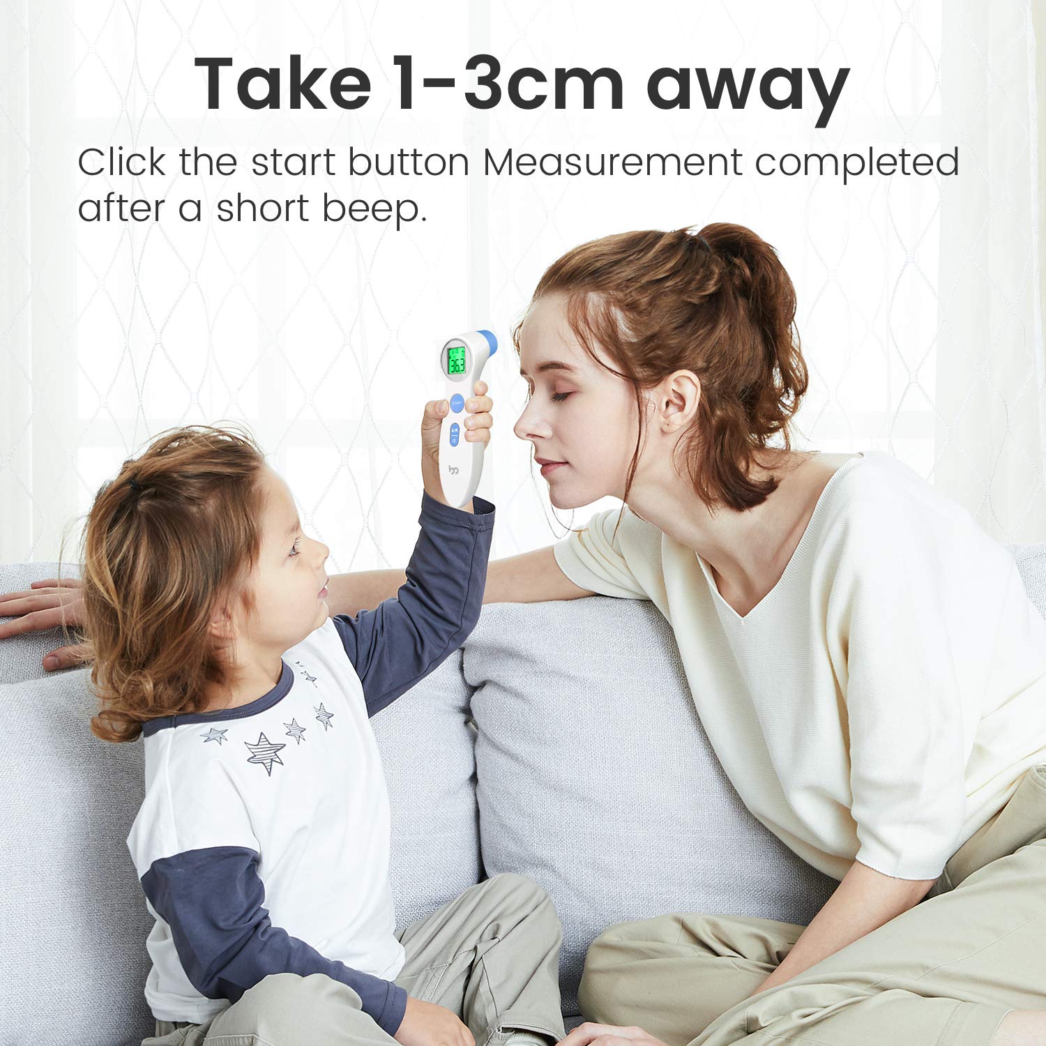 Fieberthermometer für Babys Kinder und Erwachsene, kontaktloses Stirnthermometer Infrarot Digital Thermometer mit Temperaturmessung in 1 Sekunde, Fieberalarm, weiß – Bild 6