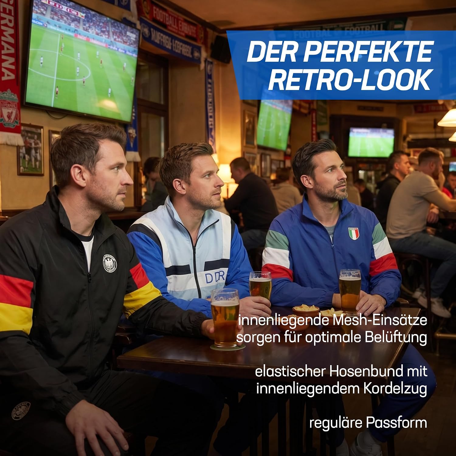 JELEX Retro Tracksuit Herren Präsentationsanzug – Fußball Retro Trainingsanzug mit Jacke & Hose, Eingesticktes Logo – Bild 5