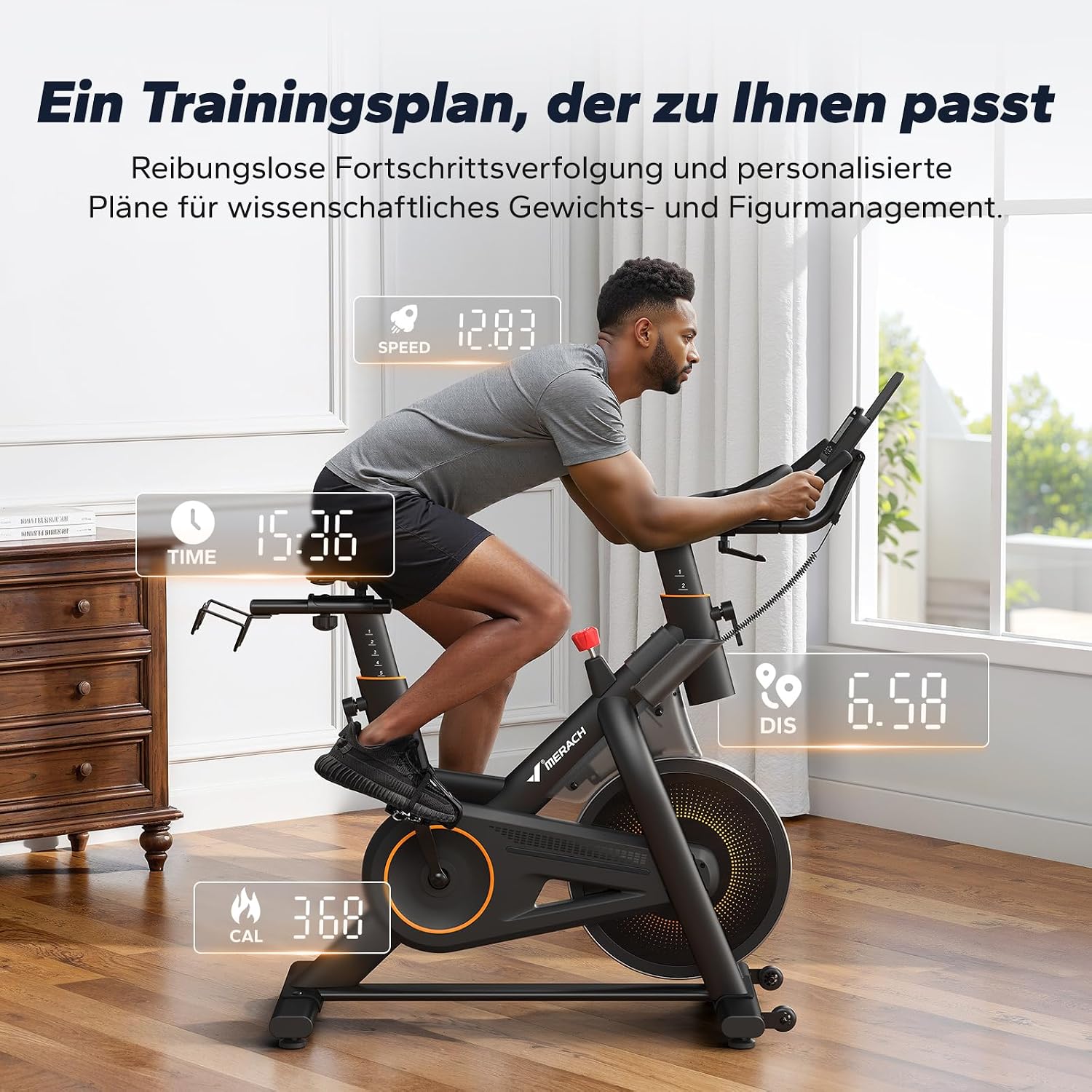 MERACH S29 Heimtrainer Fahrrad - 10kg Schwungrad, extra leise, sanfter Lauf – Bild 6