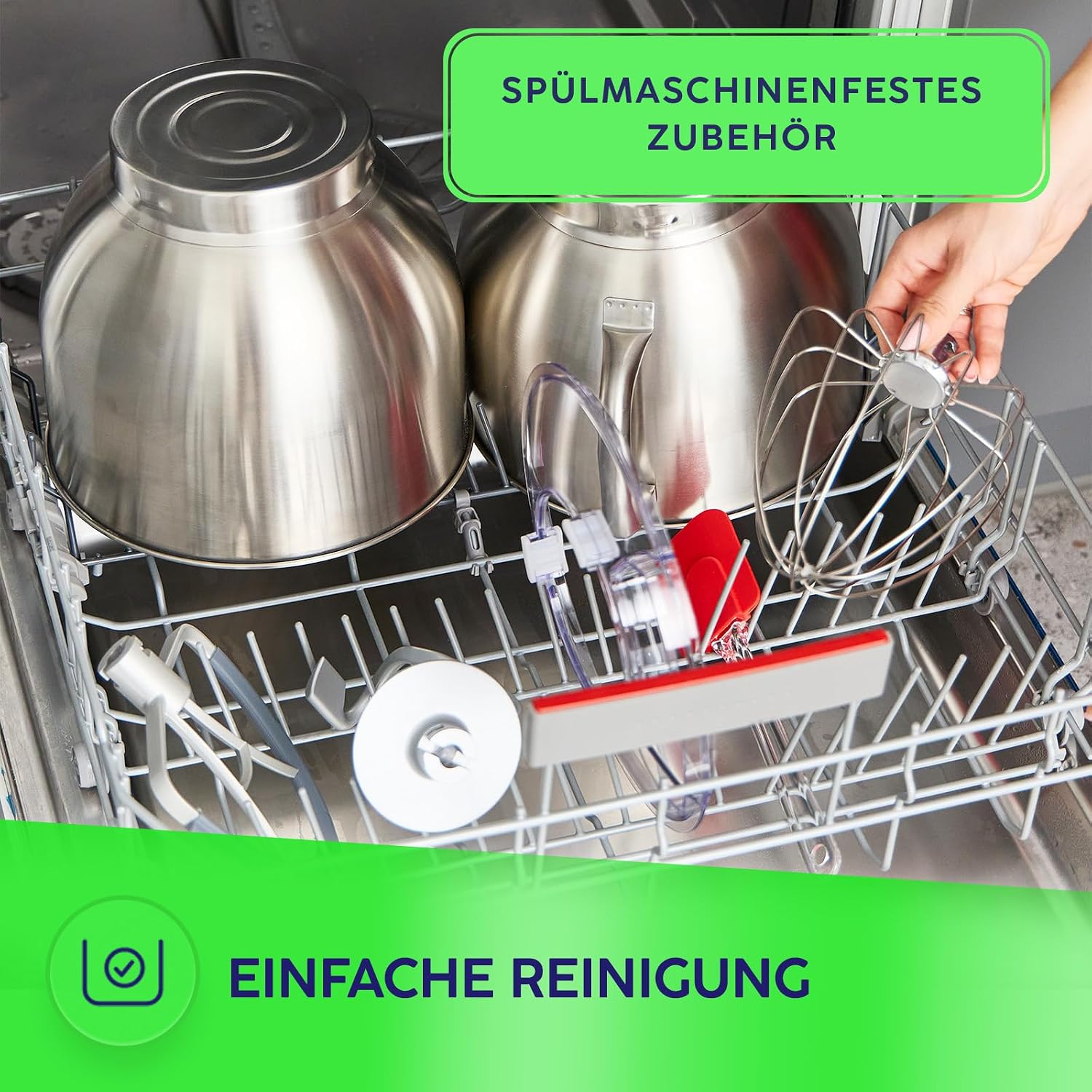 MPM Planetarische Küchenmaschine MRK-23 - Multifunktional Mixer Küche 7l - Küchengeräte Vielseitig Einsetzbar max. 2400W - Zwei Schüsseln - Drei wechselbare Rührbesen – Bild 4