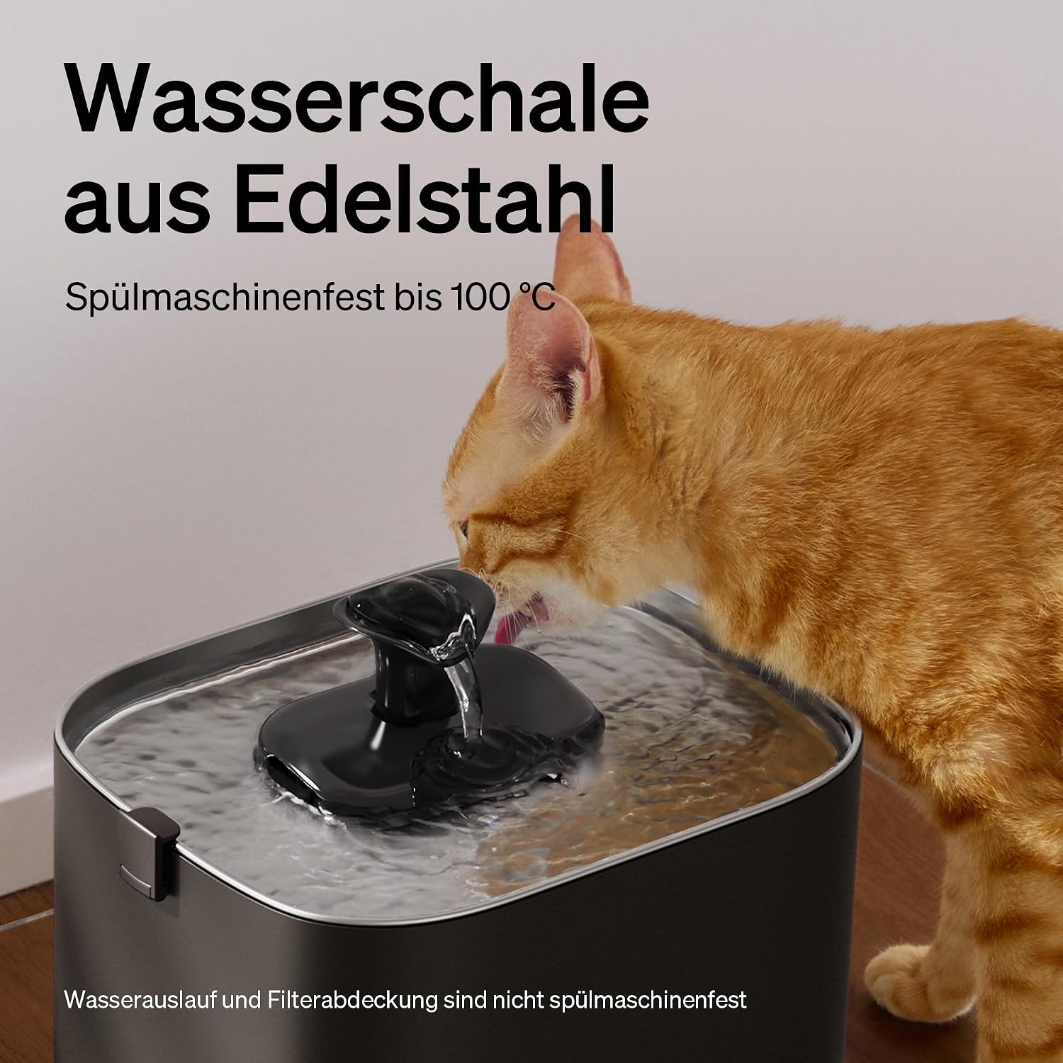 PETLIBRO Verbesserter Katzenbrunnen, Dockstream 2 Smart App-Überwachungs Trinkbrunnen für Katze, 3L Katzentrinkbrunnen Edelstahlschale zum Trinken im Innenbereich, 5G WiFi Wasserbrunnen Hund, Schwarz – Bild 5