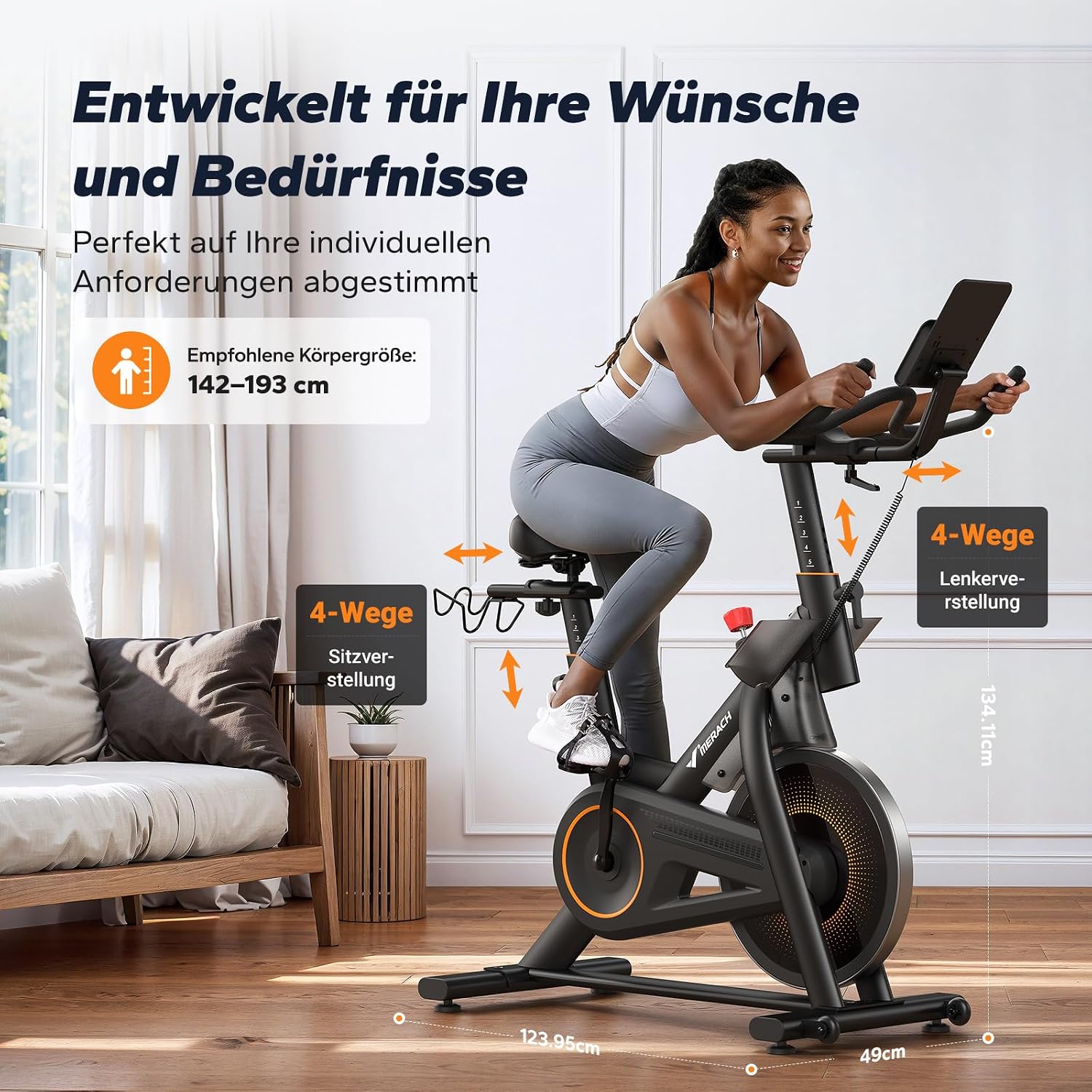 MERACH S29 Heimtrainer Fahrrad - 10kg Schwungrad, extra leise, sanfter Lauf – Bild 7