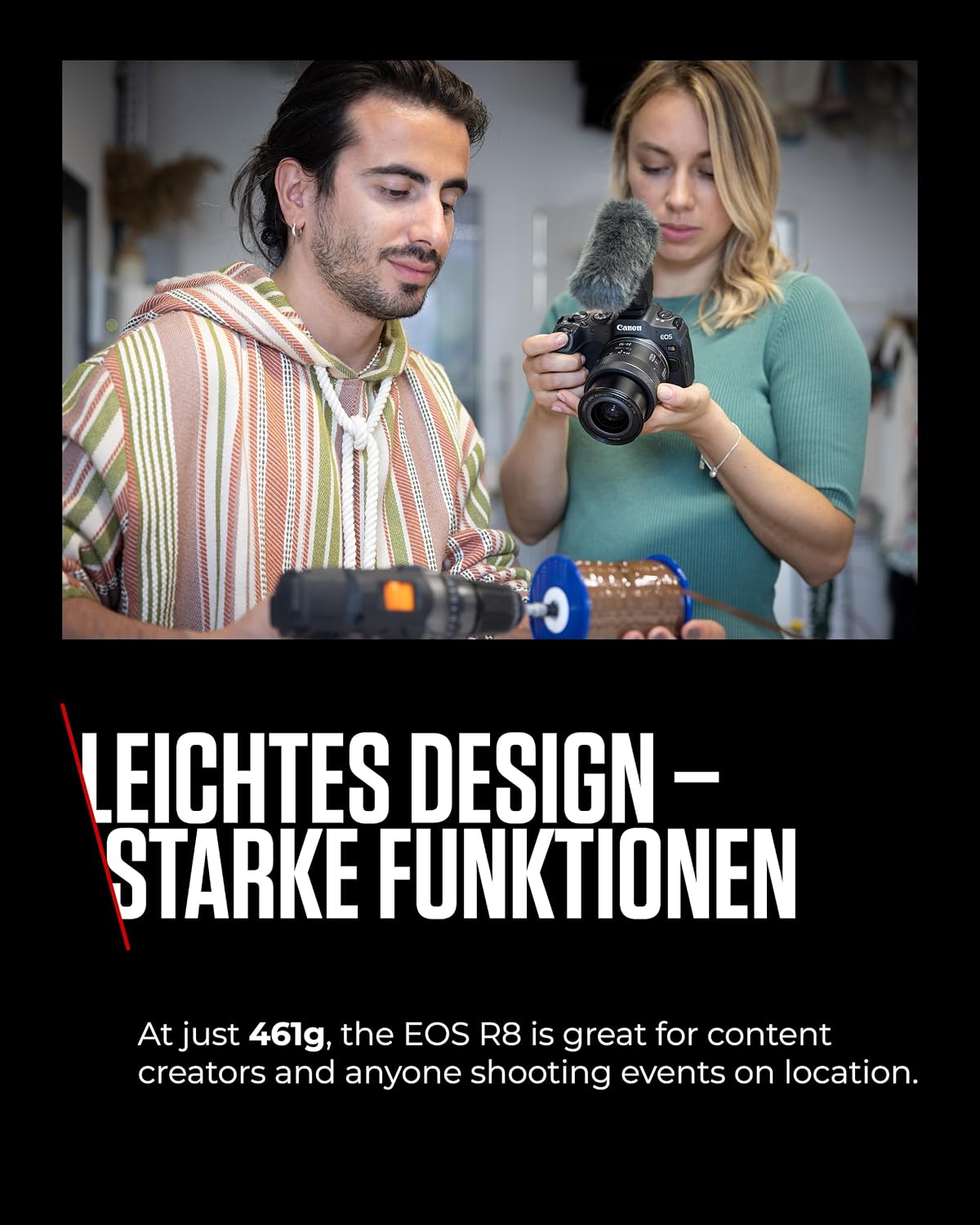 Canon EOS R8 Vollformat-Systemkamera 24,2 MP Sensor 4K + 2 Batterien – Bild 4