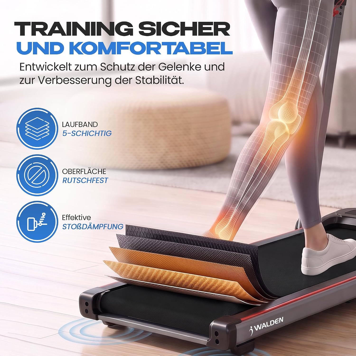 Elektrisches Laufband für den Heimgebrauch, klappbar, 1-2,5 PS, 12 voreingestellte Programme, LCD-Display, 1-10 km/h (1) – Bild 5