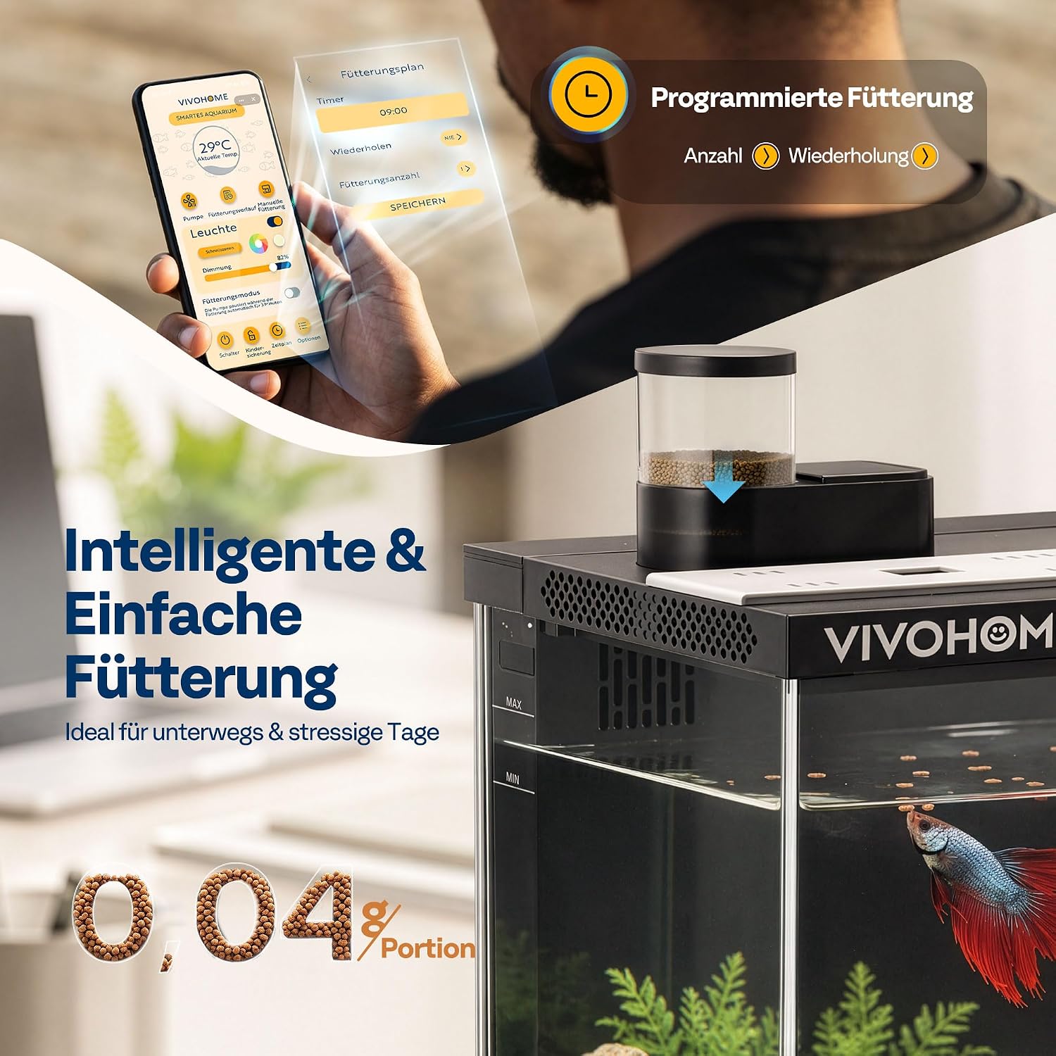 VIVOHOME 30L Smart Glas Aquarium Komplettset mit LED & Wasserpumpe – Bild 3