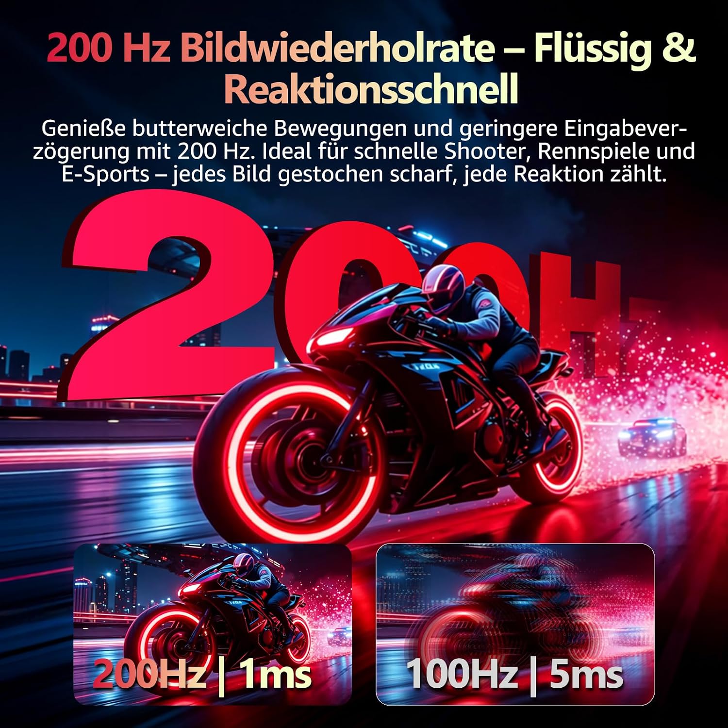 Gawfolk 27 Zoll Curved Gaming Monitor 200Hz, PC Bildschirm mit Lautsprecher – Bild 3