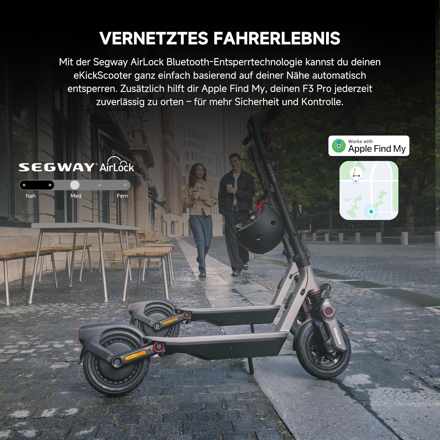 Segway-Ninebot F3 D, E-Scooter mit Straßenzulassung für Erwachsene, 70km Reichweite im Eco-Modus, 120kg Tragfähigkeit, doppelte hydraulische Federung, Smart Display, Schwarz – Bild 9