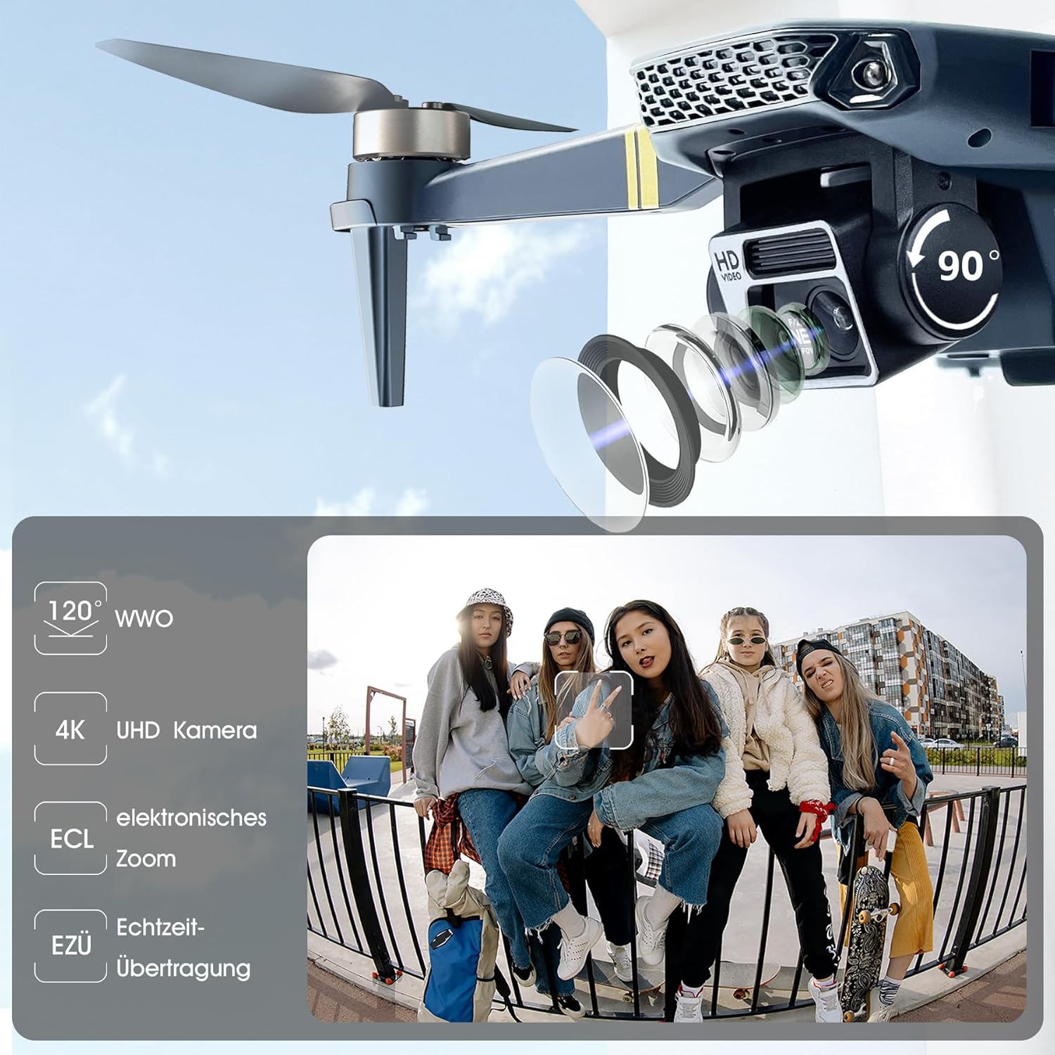 800 Meter Reichweite Drohne mit Kamera 4K – 84 Minuten Flugzeit, WiFi FPV faltbare Quadrocopter, bürstenlosem Motor, Auto-Hover, Auto-Follow (3 Akkus) – Bild 5