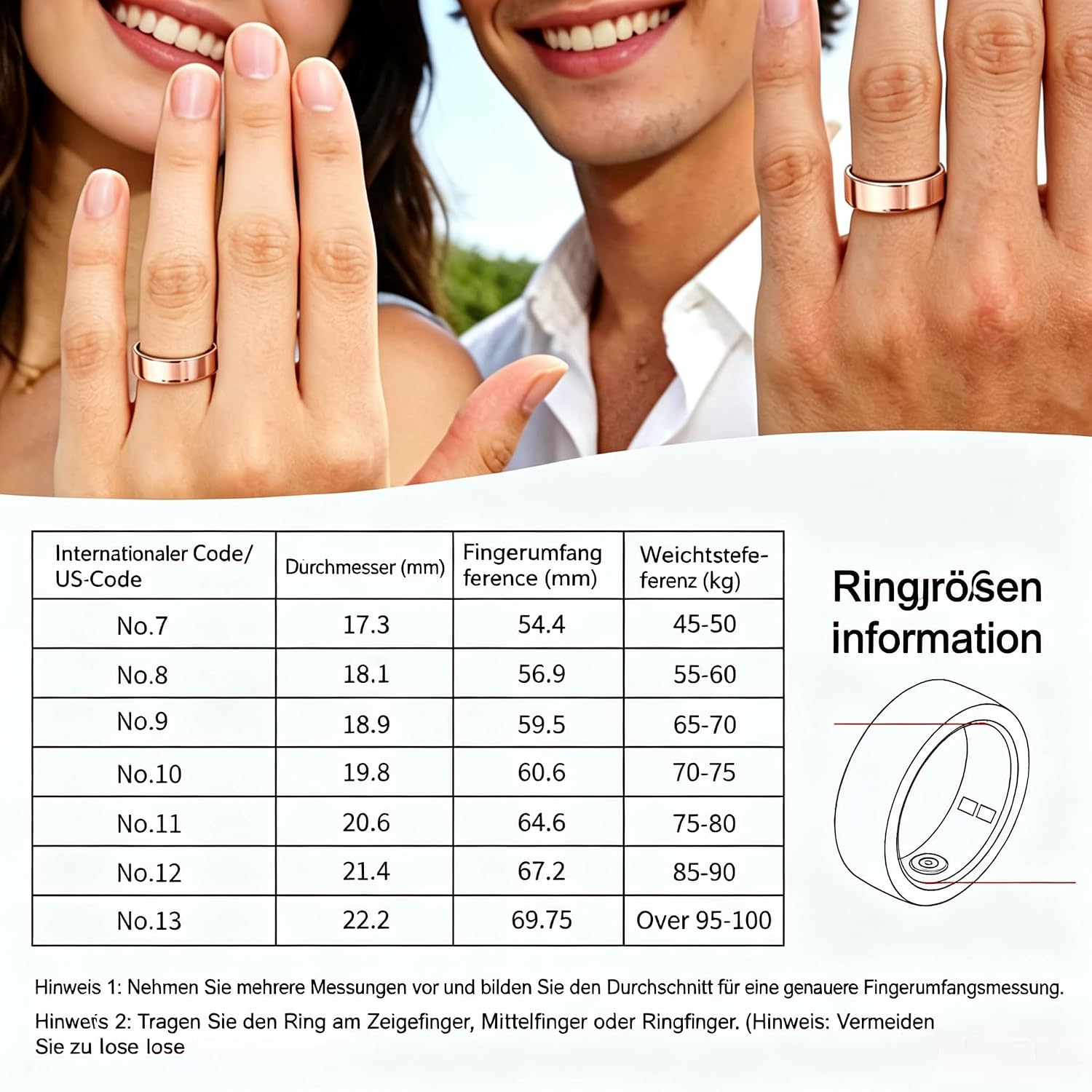 Smart Ring, No Subscription Required smart Ring Damen, Fitness Ring for Women & Men, Health Ring with Heart Rate, Sleep Monitoring/Motion Tracking, Waterproof (Roségold 8) – Bild 2