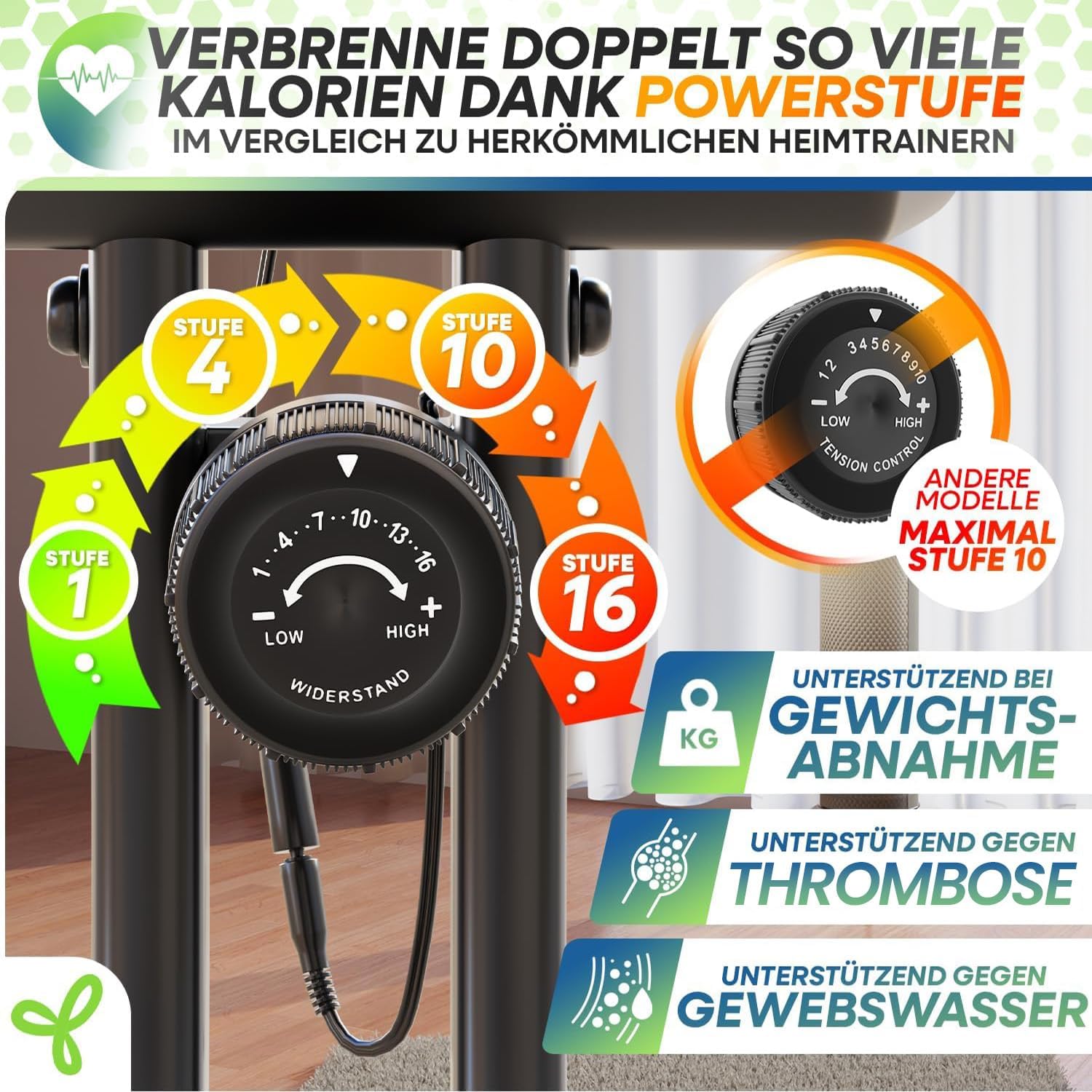 Tretmann Home Fahrrad klappbar – extra bequem & leise, bis 150 kg belastbar – Bild 4