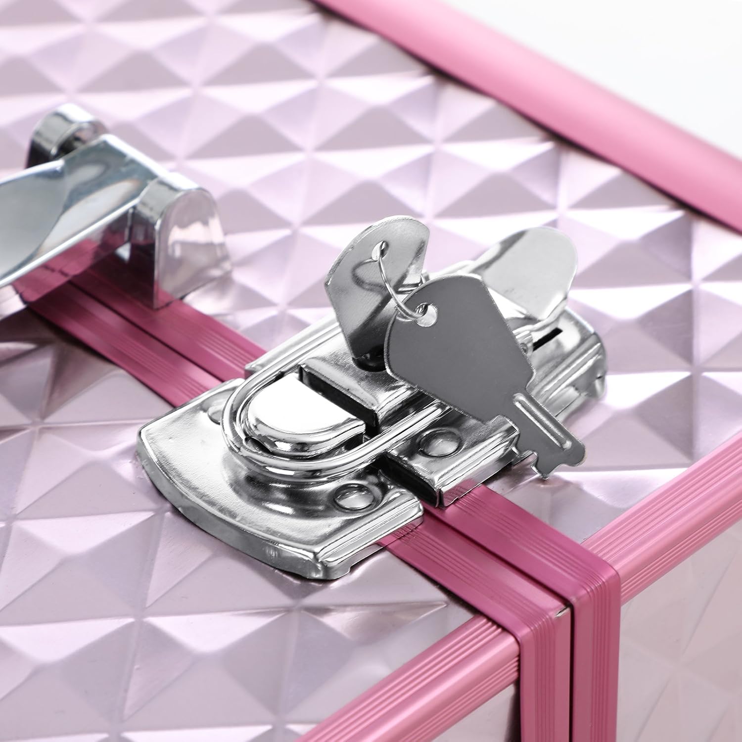 SONGMICS Kosmetikkasten, Rosa, MDF, ABS-Kunststoff, klappbare Fächer – Bild 8