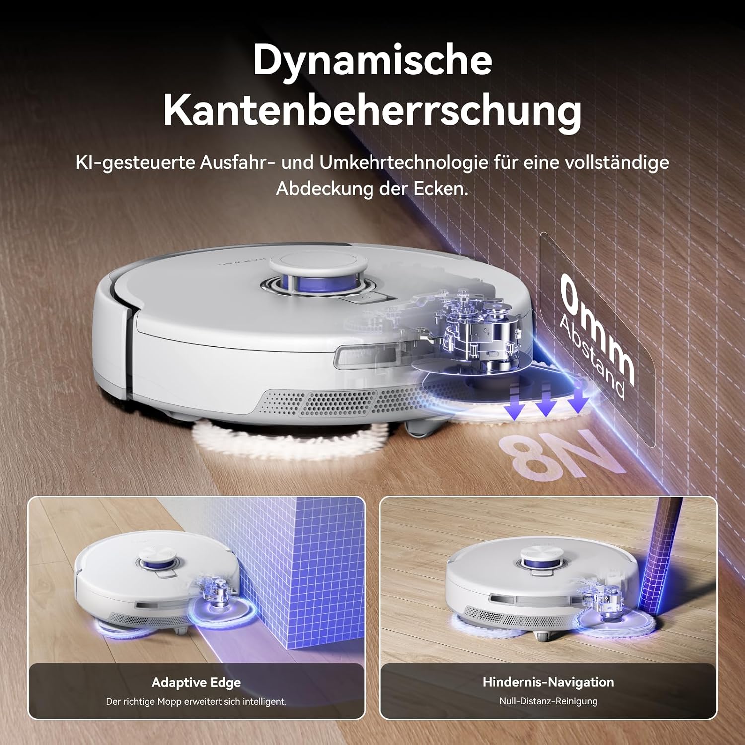 NARWAL Freo Z10 Ultra Saugroboter mit Wischfunktion, 18.000 Pa Saugleistung, Dynamische Moppausdehnung, Tangle-Free System, Intelligente Nass-Trocken-Reinigung, All-in-One-Basisstation – Bild 3