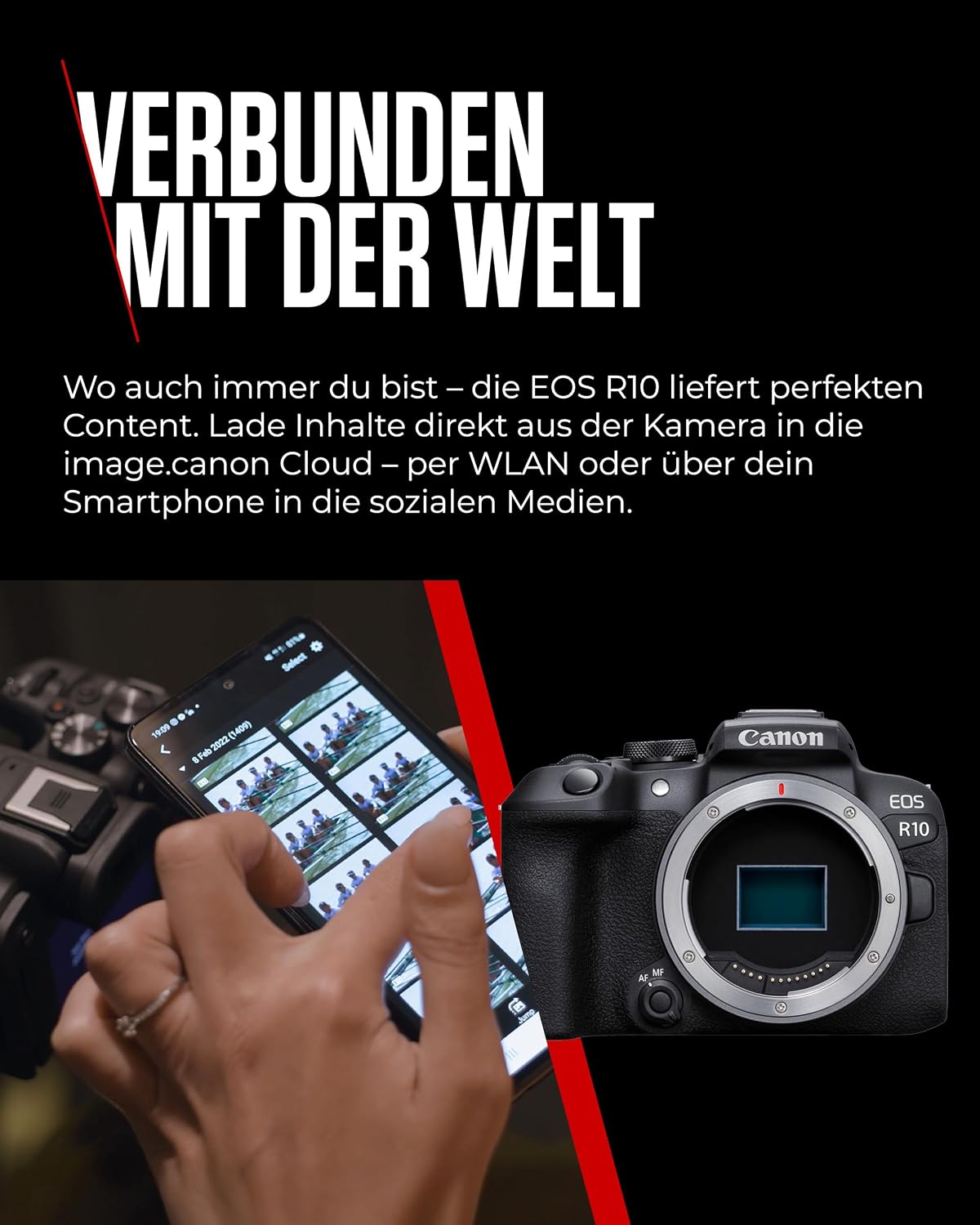Canon EOS R10 Kamera spiegellose Camera + RF-S 18-150mm F4.5-6.3 is STM Objektiv (Hybridkamera, DSLR Upgrade, 15 B/s, 4K Videos, Dual Pixel CMOS AF II Fokussystem, WLAN) schwarz – Bild 8