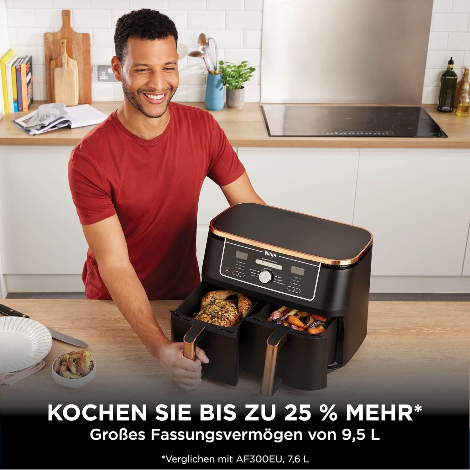 Ninja Foodi MAX Dual Zone Heißluftfritteuse, 9,5 L, 6-in-1, Kupfer/Schwarz – Bild 5