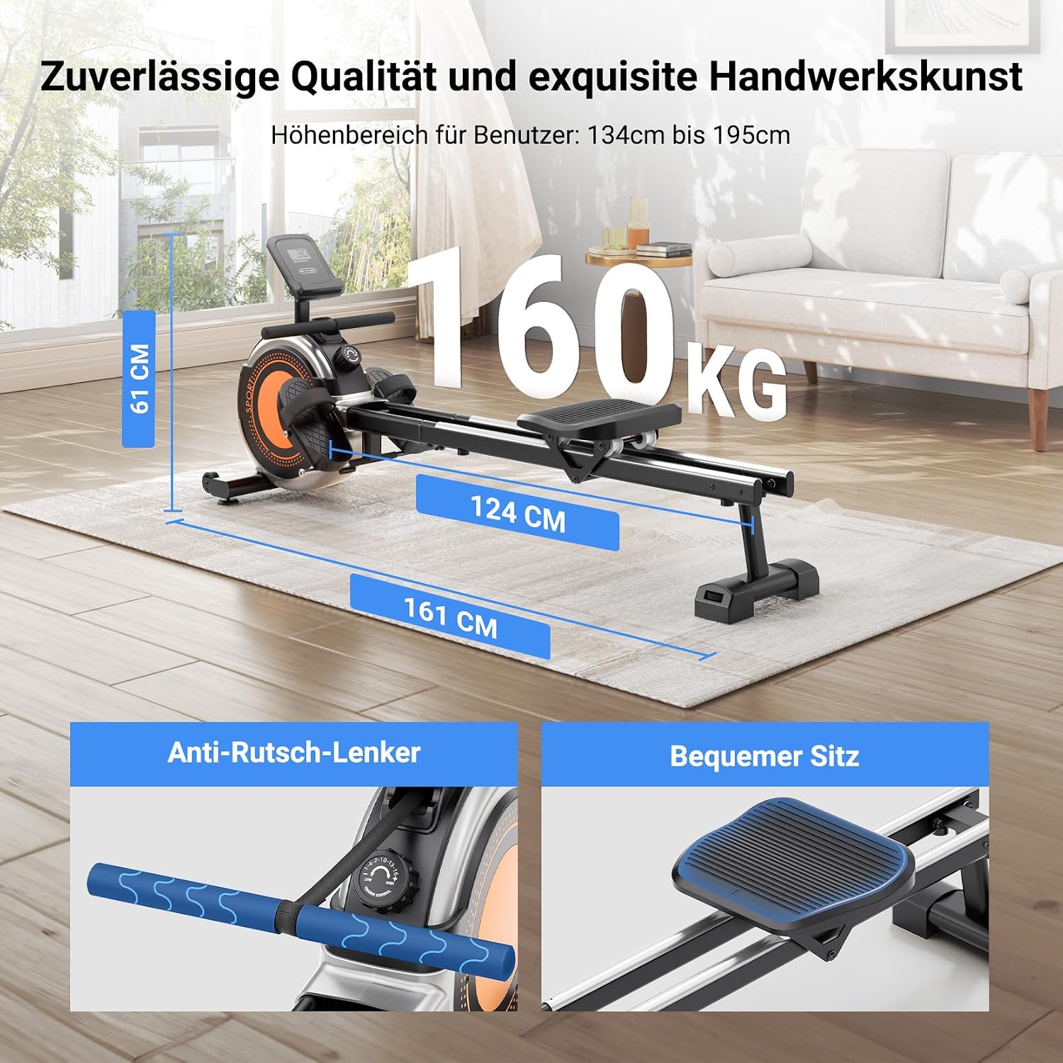 Dripex Rudergerät für Zuhause, Rudergeräte mit 16 Widerstandsstufen – Bild 6