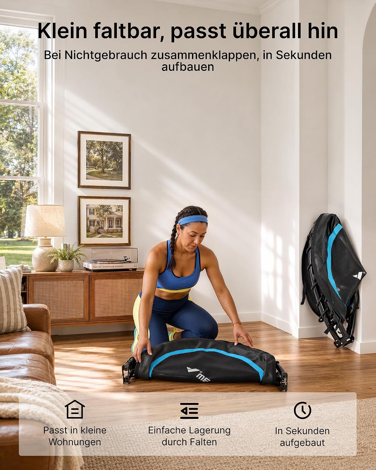 MERACH Trampolin Indoor Ø102/122cm, Klappbar Trampolin für Erwachsene – Bild 6