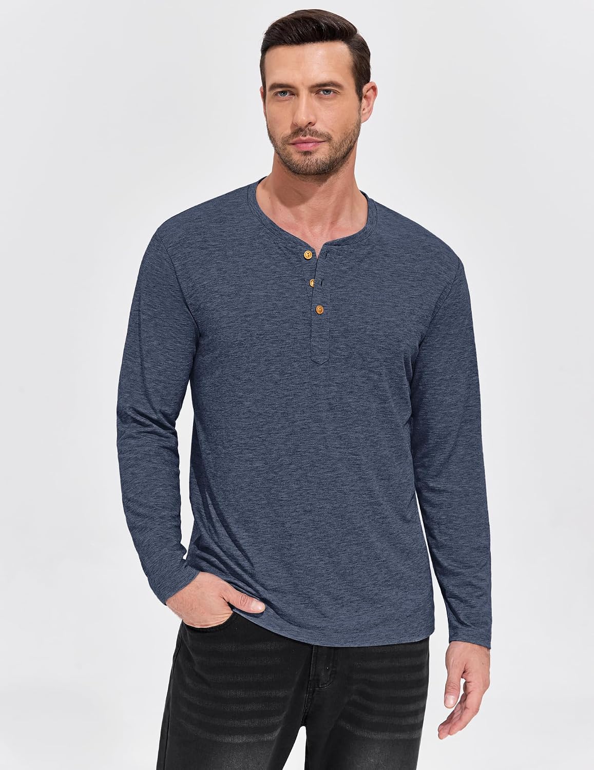 TARAINYA Henley Shirt Herren Langarm Baumwolle Longsleeve M-4XL – Bild 3