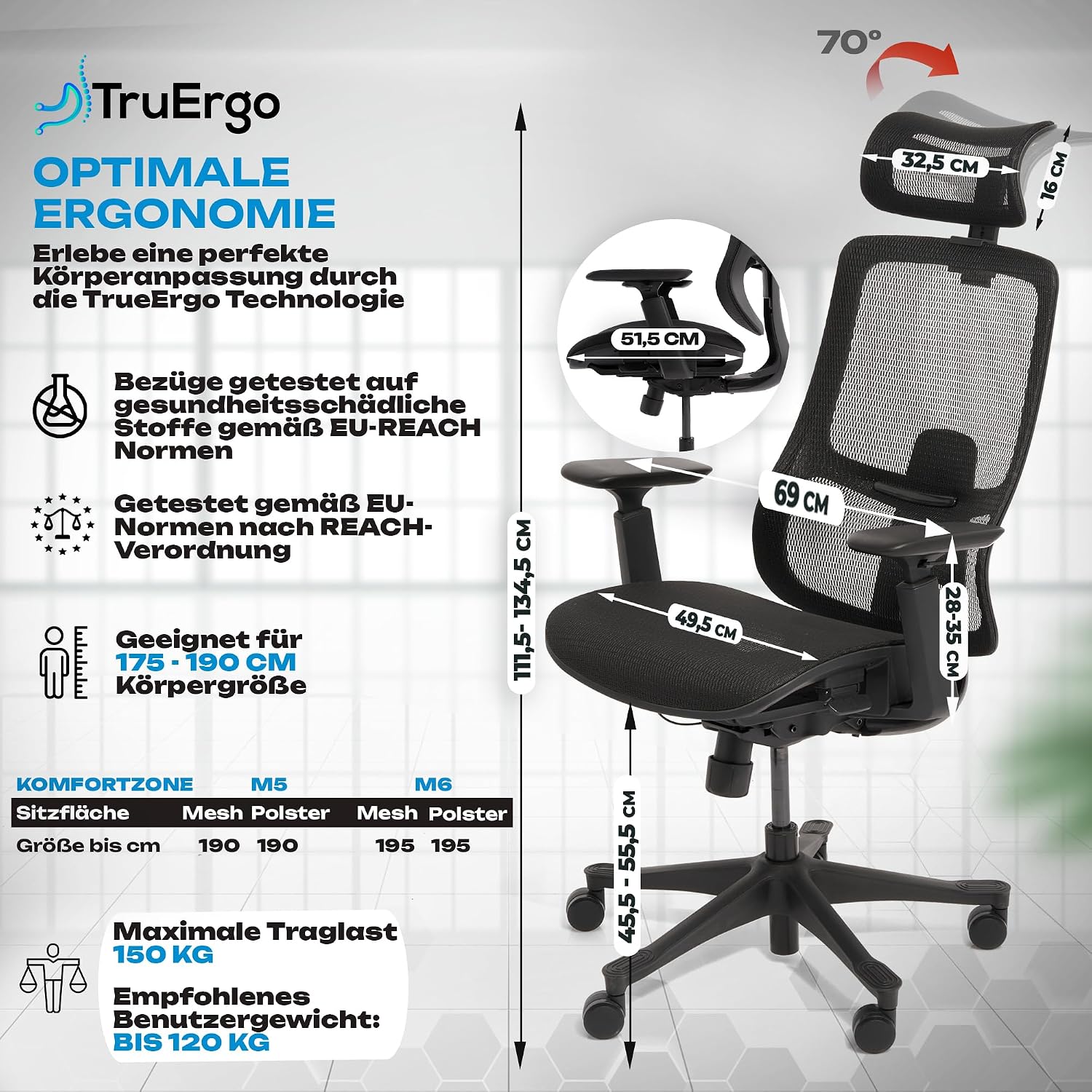 VALKENSTOL M5 Bürostuhl Ergonomisch TESTSIEGER - Büro & Home Office Chair – Bild 3