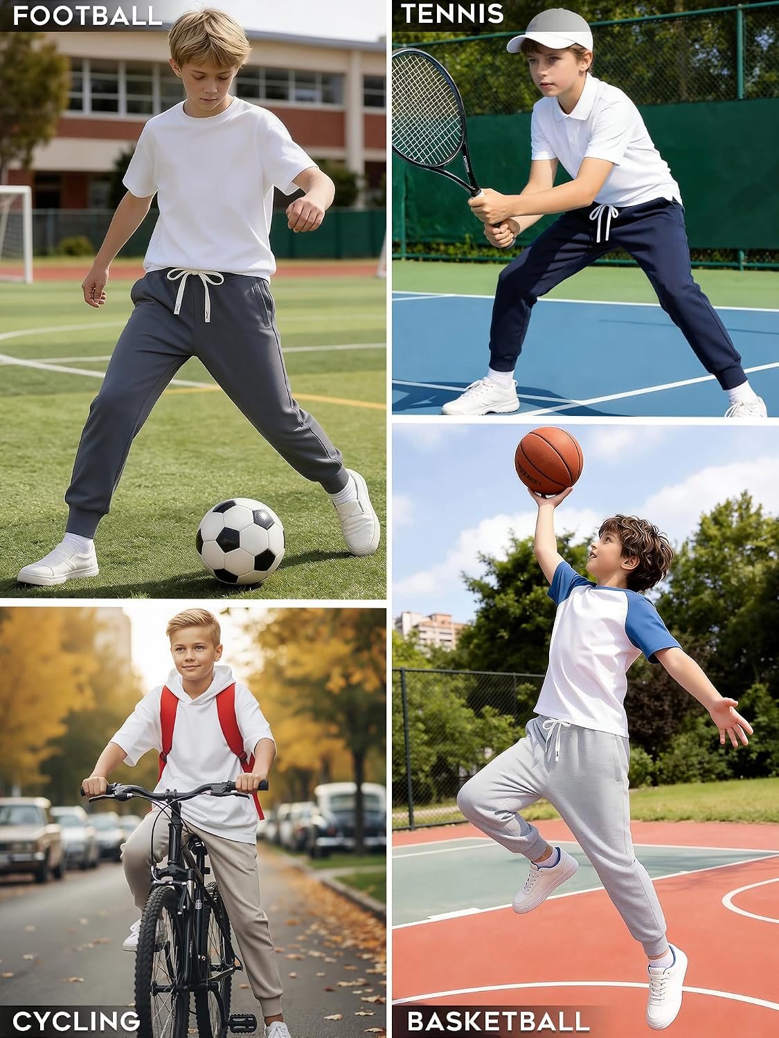 Jungen Jogginghose aus Baumwolle mit Reißverschlusstaschen und Kordelzug – Bild 7