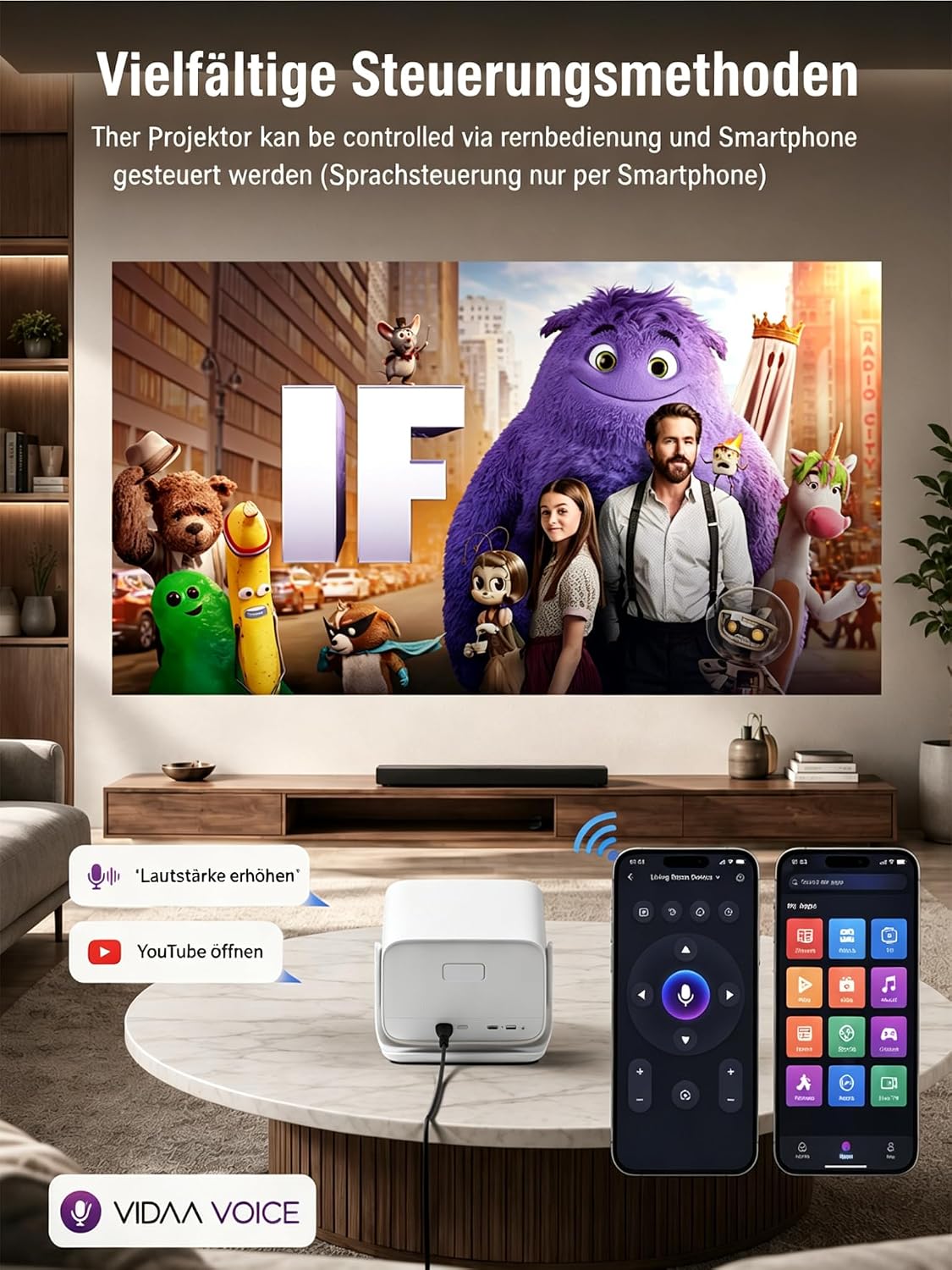 VIDAA OS & 4000 ANSI Beamer 4K Heimkino Kompatibel mit Netflix Dolby Audio – Bild 4