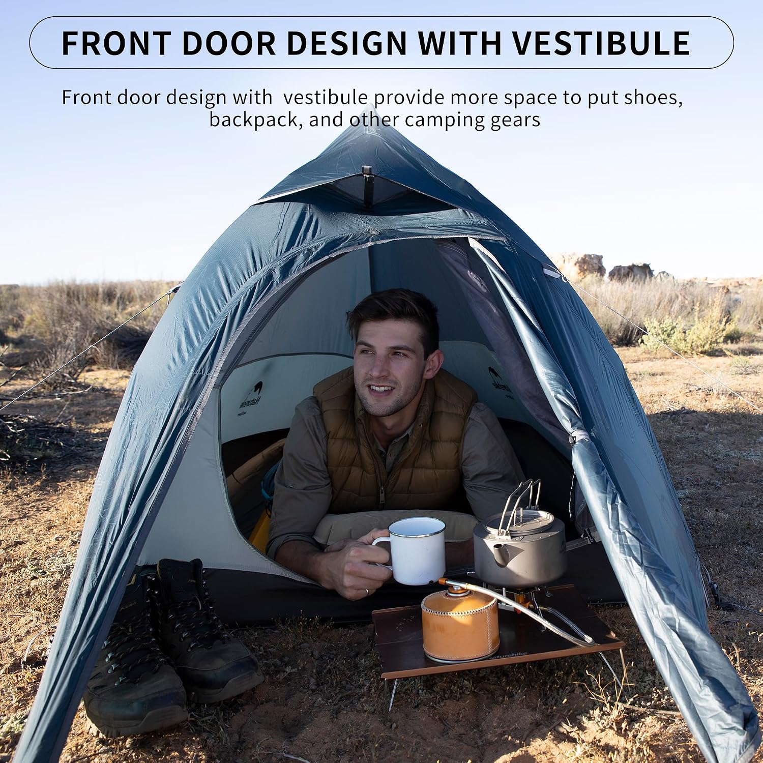 Naturehike Cloud Up Base/Pro/UL Zelt 1 Personen Ultraleichtes Campingzelt Wasserdicht & Winddicht Kuppelzelt mit Kleinem Packmaß, Einfacher Aufbau Trekkingzelt für Wandern Bikepacking Outdoor Reisen – Bild 3