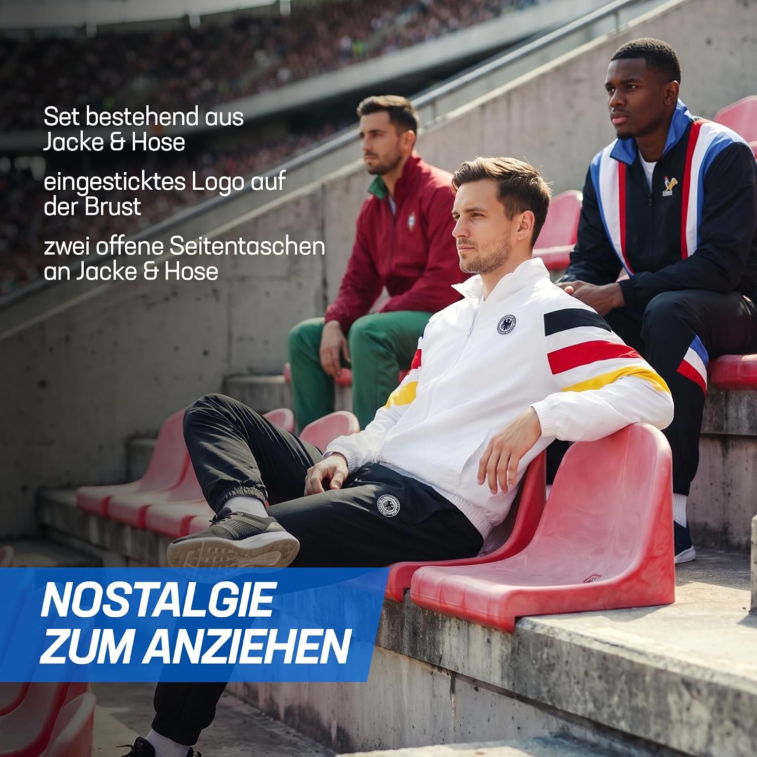 JELEX Retro Tracksuit Herren Präsentationsanzug – Fußball Retro Trainingsanzug mit Jacke & Hose, Eingesticktes Logo – Bild 4