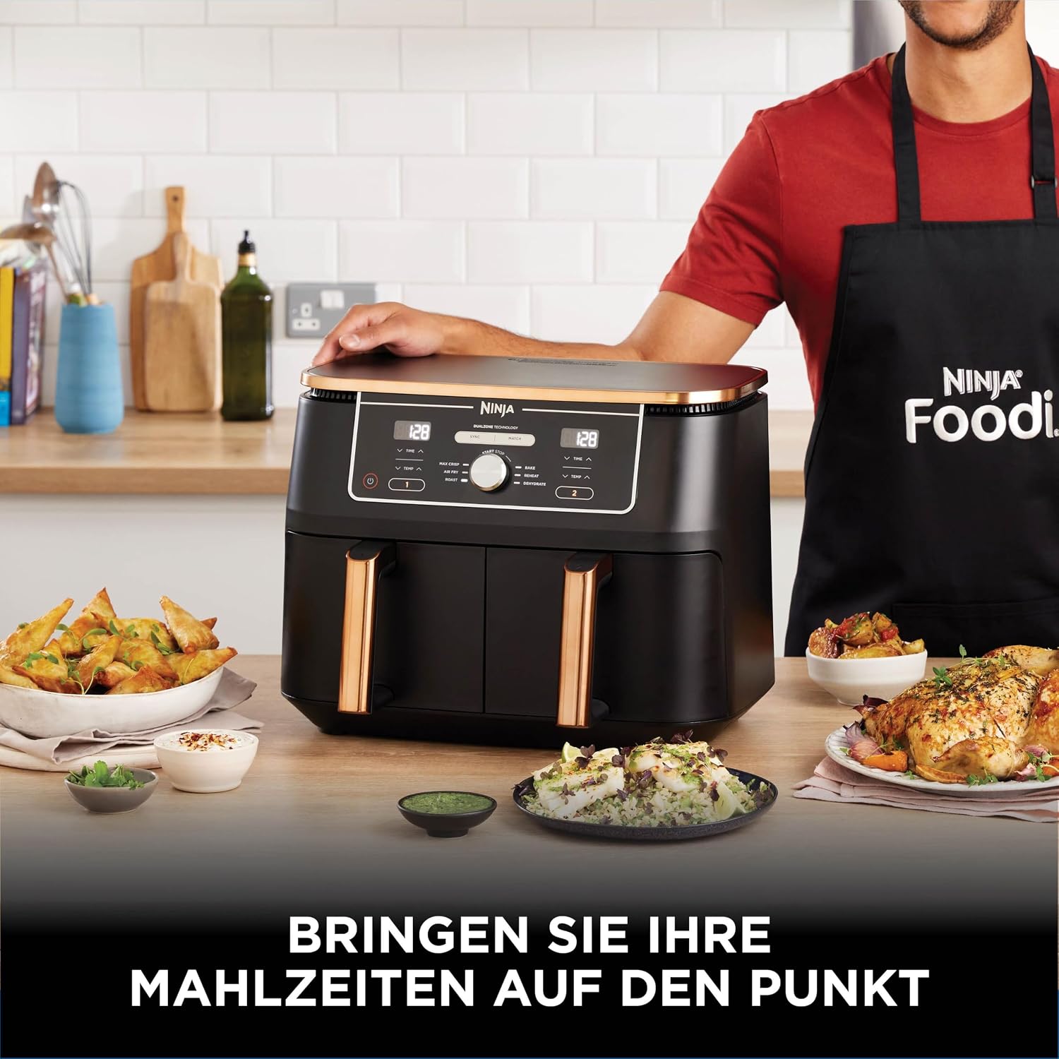 Ninja Foodi MAX Dual Zone Heißluftfritteuse, 9,5 L, 6-in-1, Kupfer/Schwarz – Bild 8