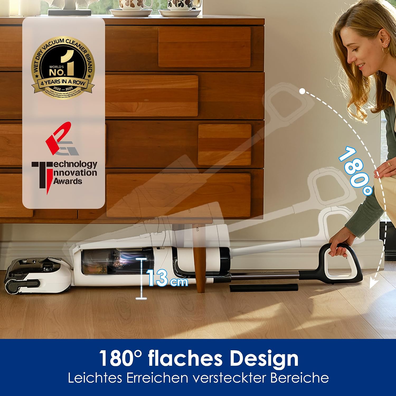 Tineco Floor One Stretch S6 Nass Trockensauger, 20Kpa,180°-Flachdesign – Bild 3