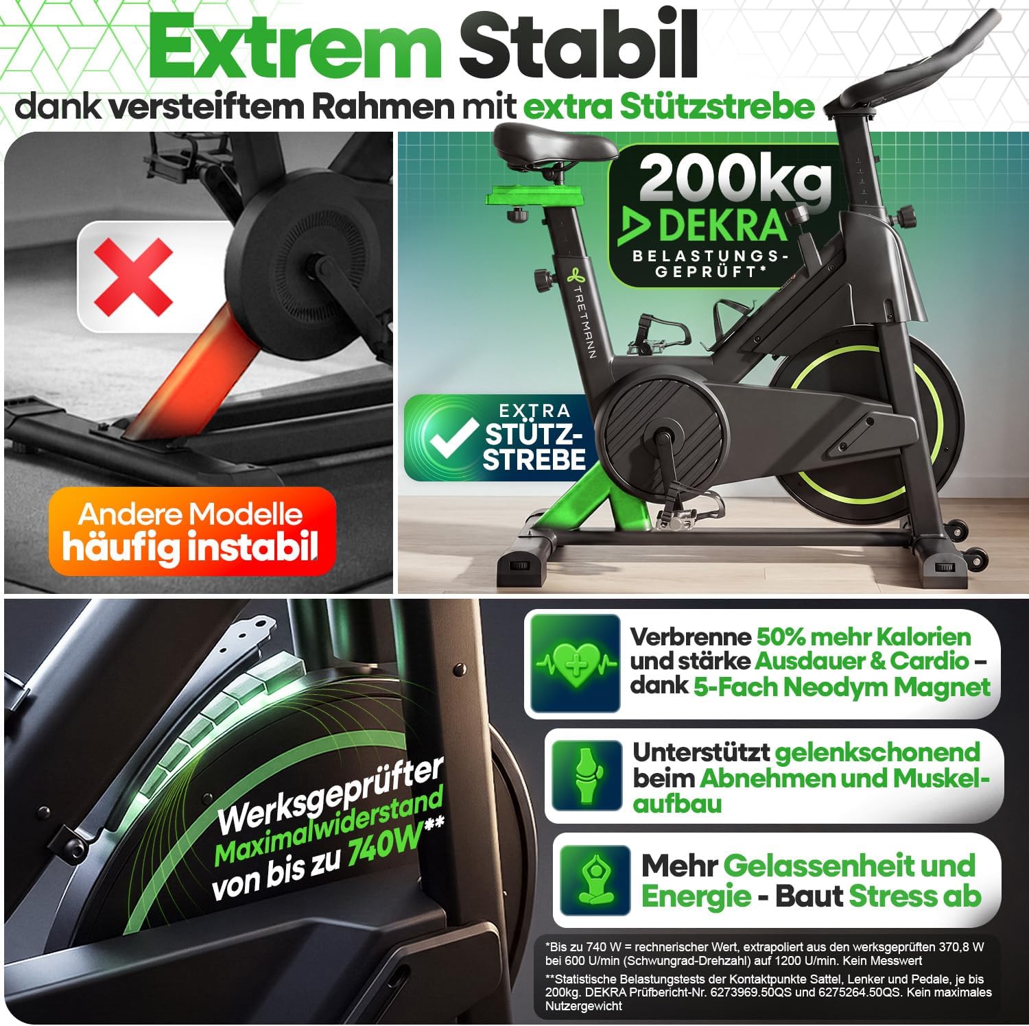 NEU Tretmann Heimtrainer Fahrrad 200 kg belastbar + APP - extra bequem – Bild 5
