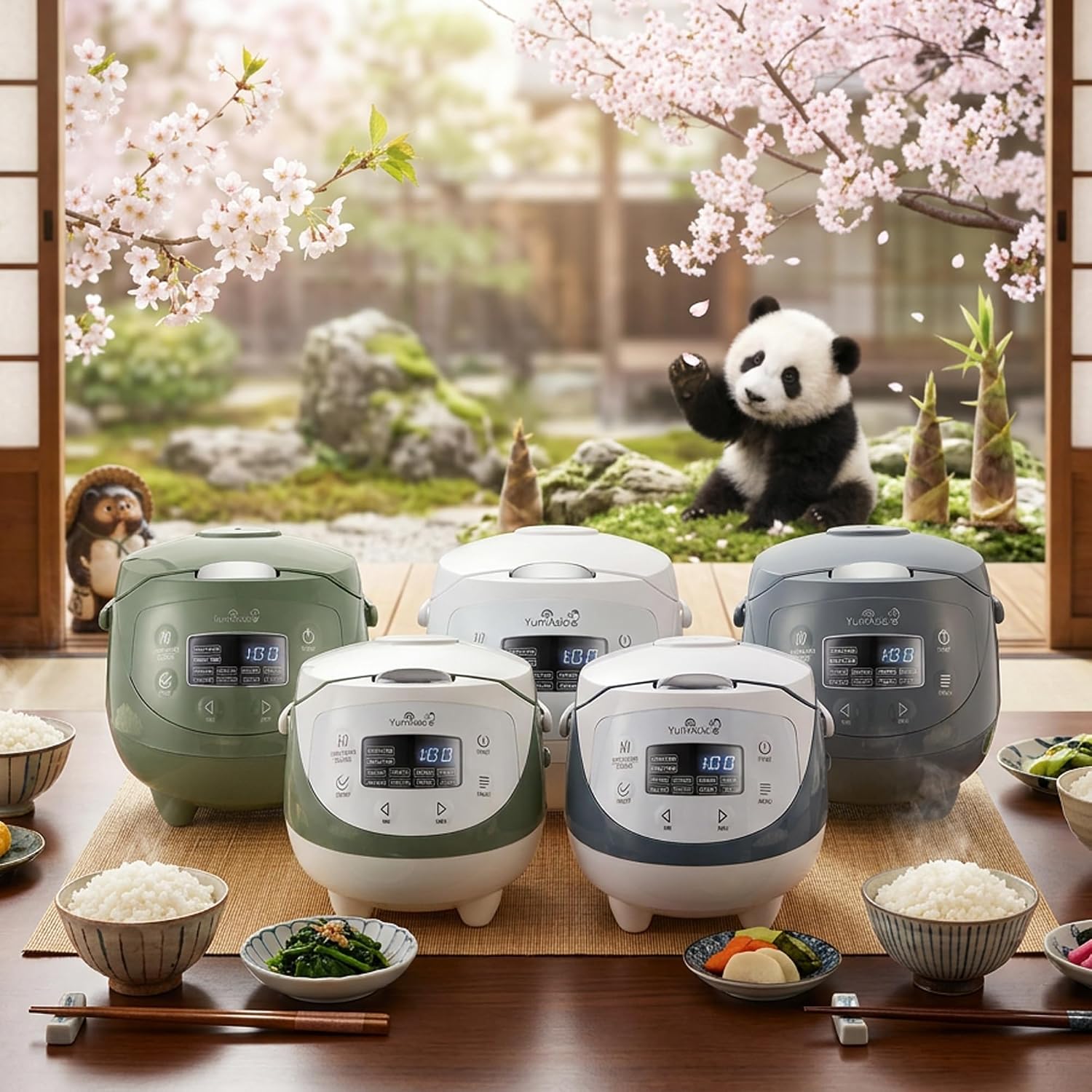 Yum Asia Panda Mini-Reiskocher, Weiß und Grau, 3,5 Tassen – Bild 10