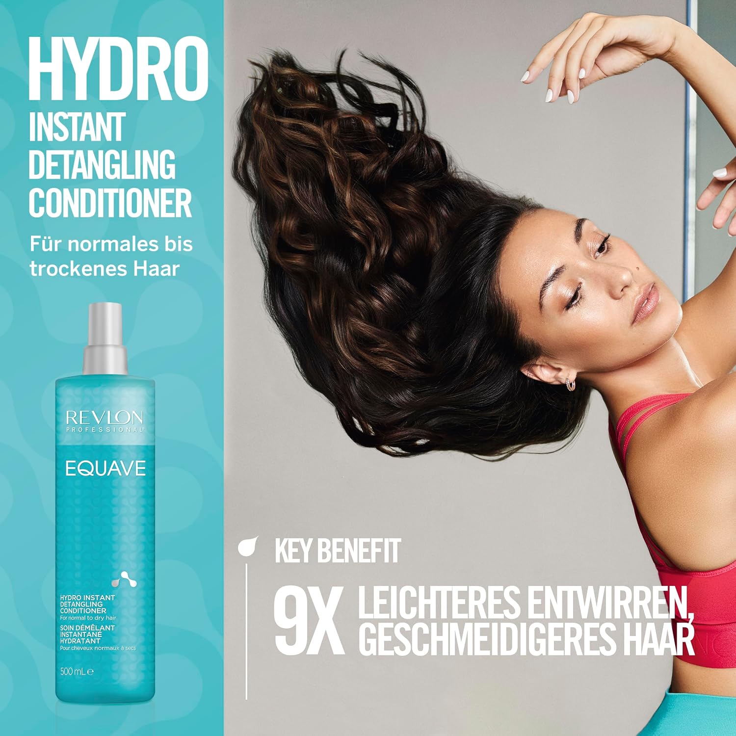 REVLON PROFESSIONAL EQUAVE Hydro Instant Detangling Conditioner, 200 ml, entwirrender Leave in Sprühconditioner für normales bis trockenes Haar, Haarpflege mit 2-Phasen Formel & Hitzeschutz – Bild 3