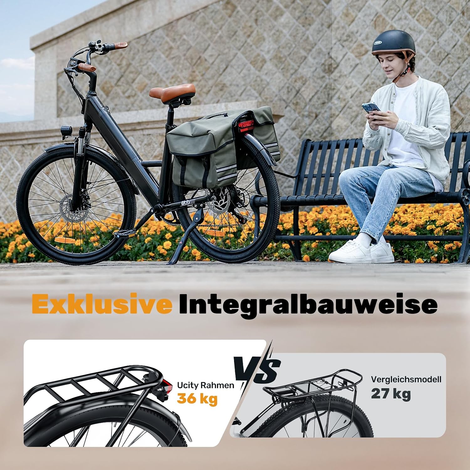 Finbike E Bike für Erwachsene, 7-Gang Elektrofahrräder mit Abnehmbar 7.8/10.4/12/13Ah Akku, 25 km/h,14/26 Zoll EBike für Herren Damen, Electric Bike mit Ablagen, Autolampen – Bild 5