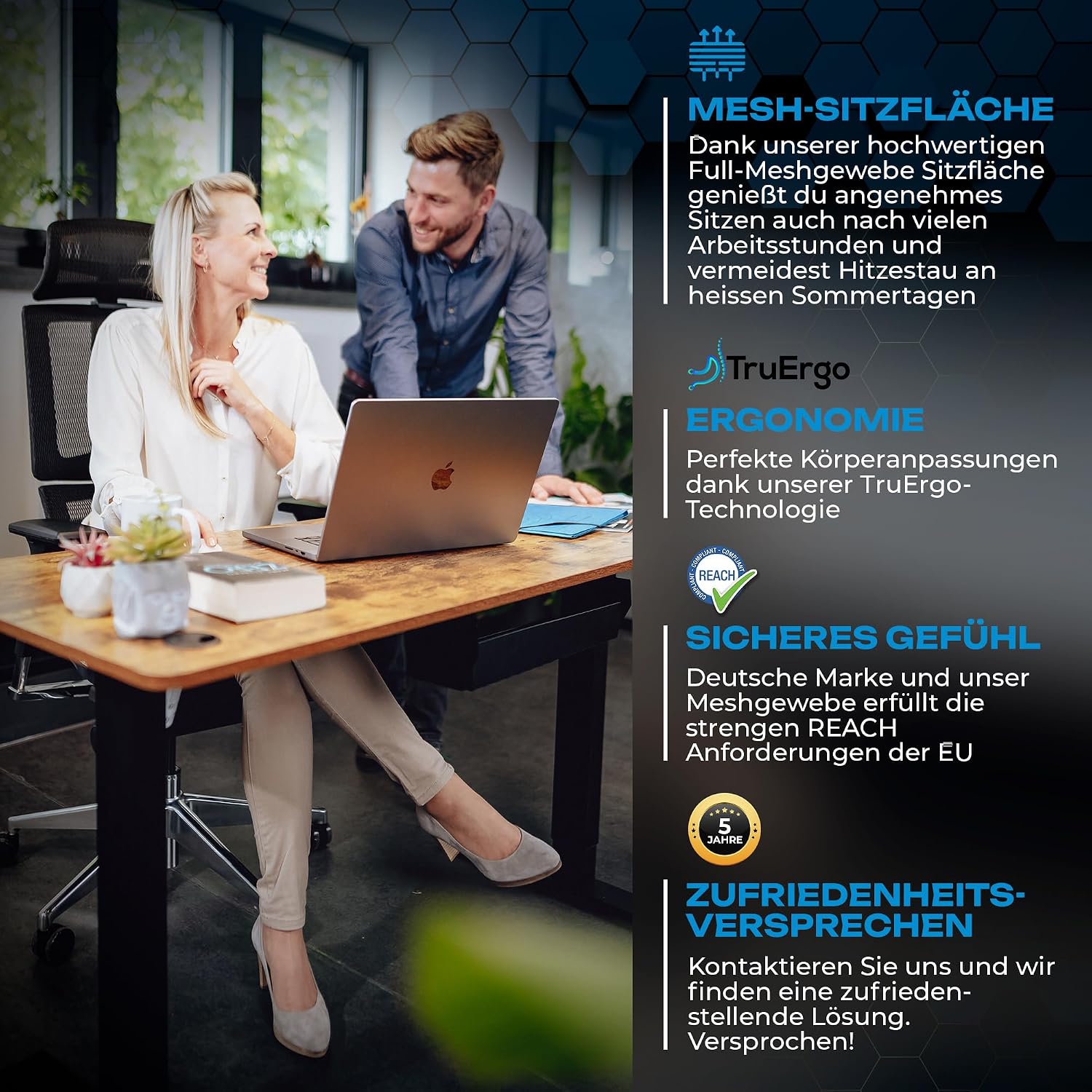 VALKENSTOL M7 Premium Bürostuhl Ergonomisch mit adaptiver Lordosenstütze – Bild 6