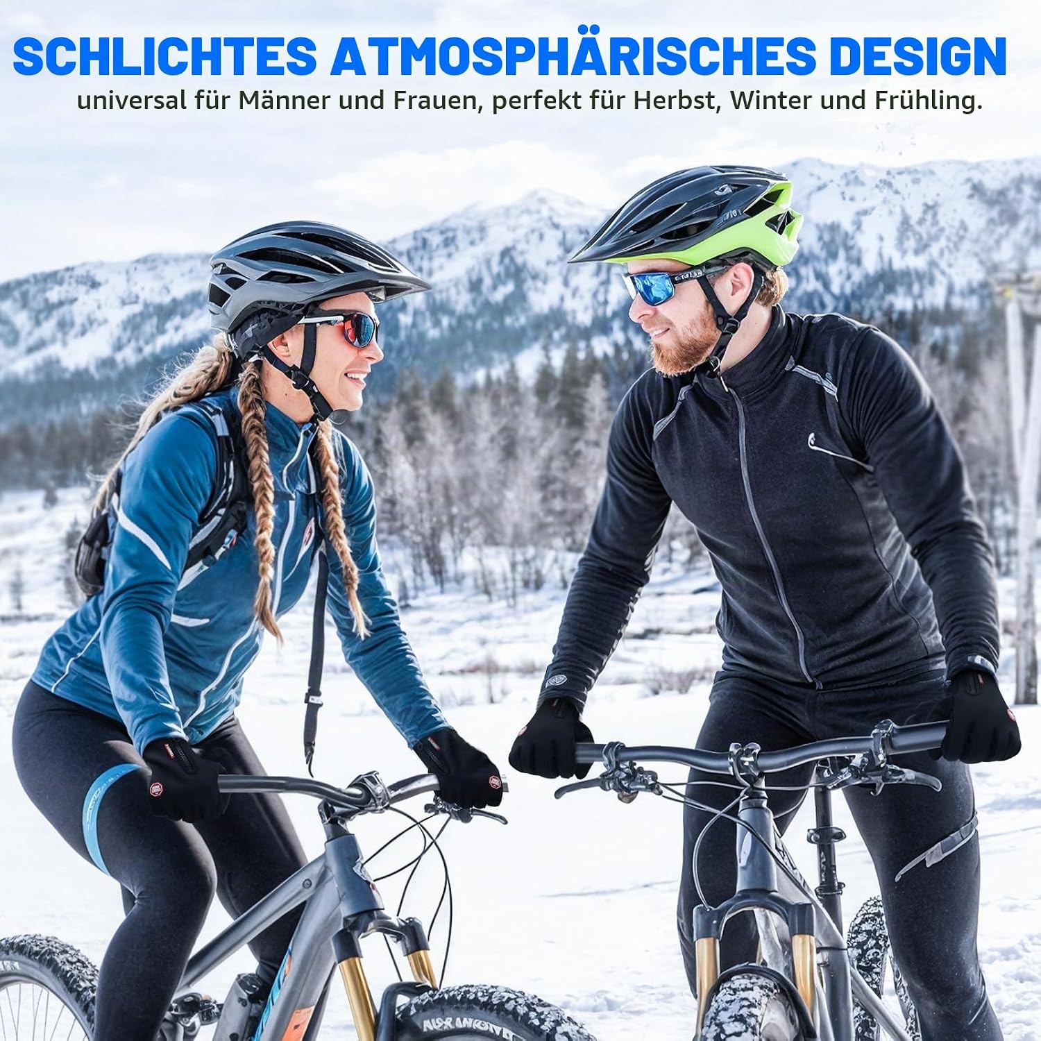 Warme Dünne Fahrradhandschuhe Herren Damen, Winter Touchscreen Handschuhe – Bild 6