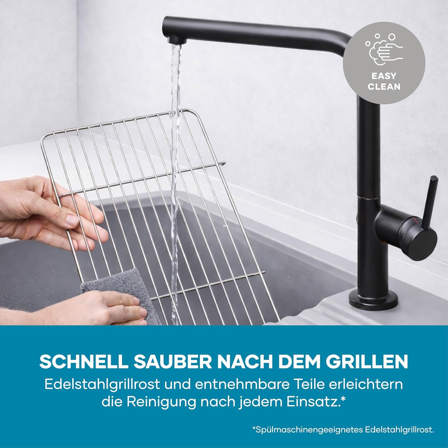 Severin Elektrogrill, Temperaturen 35-200 Grad Celsius, schnelles Aufheizen, 38x22 cm, Tischgrill mit Auffangschale, Edelstahl-Grillrost, Balkongrill, einfache Reinigung, 2000W, schwarz, PG 8593 – Bild 8