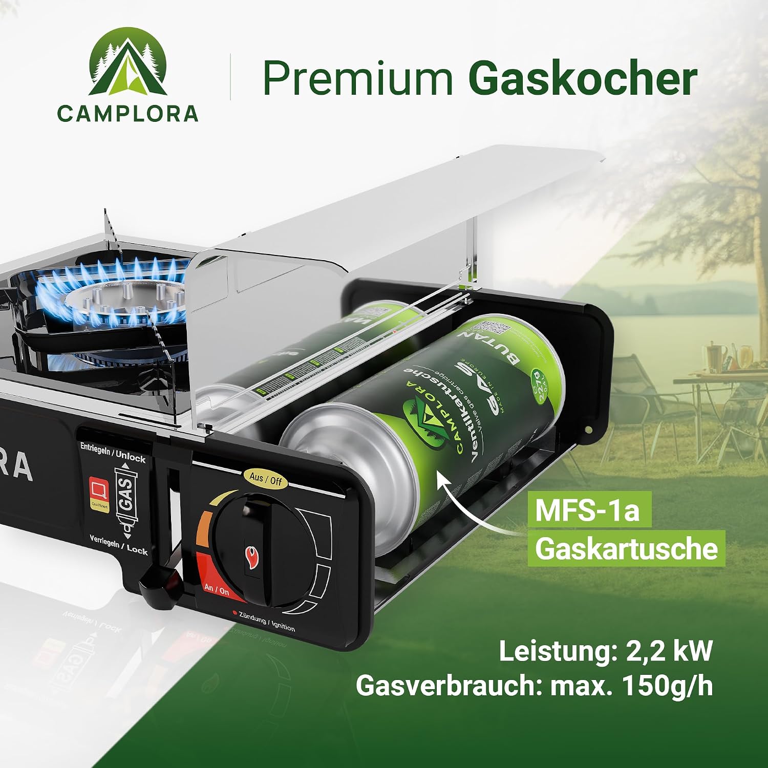 CAMPLORA Gaskocher für Gaskartuschen Campingkocher – Bild 2