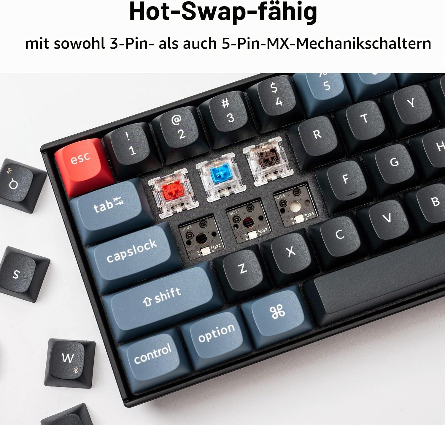 Keychron K6 Pro QMK/VIA kabellose Mechanische Tastatur US ANSI-Layout Hot-Swap-fähig K Pro Rotem Schalter 65% Layout RGB-Hintergrundbeleuchtung – Bild 4