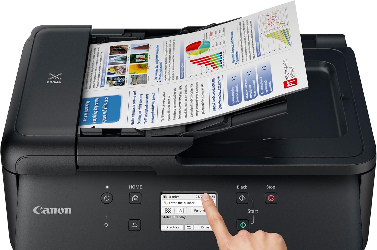 Canon PIXMA TR7650 Multifunktionsdrucker DIN A4 - Farbtintenstrahldrucker schwarz 4 in 1 (Scanner, Kopierer, kabelloser Drucker, Fax, Cloud Link, ADF, WLAN, LCD, 4800 x 1200 DPI, AirPrint & Mopria) – Bild 5