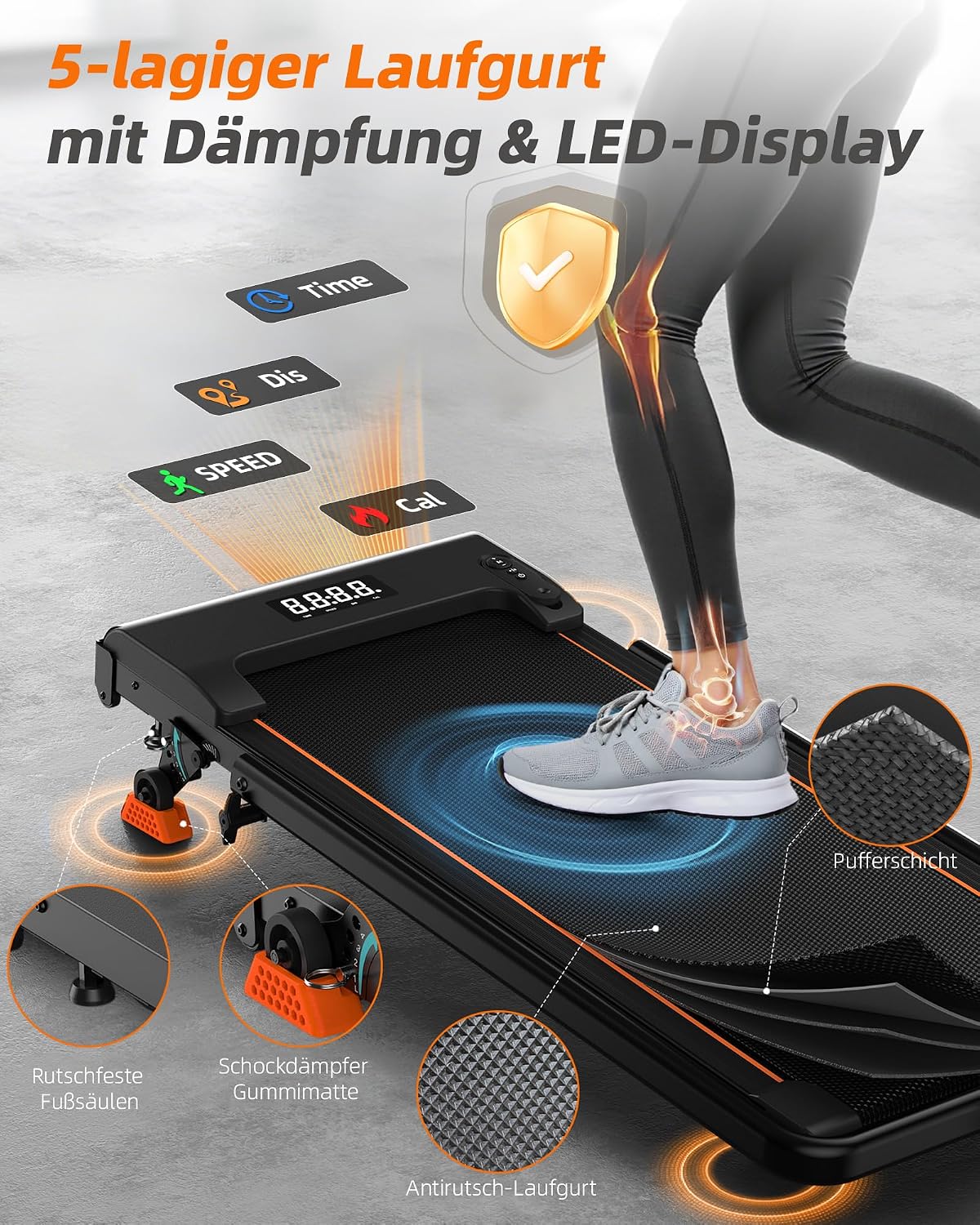 Lichico 3-in-1 Walking Pad mit 0-12% Steigung, Laufband für Zuhause Klein – Bild 5