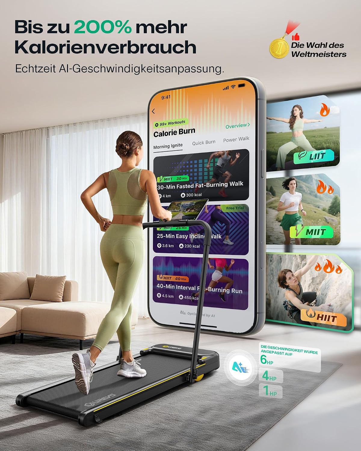 UREVO 2 in 1 Laufband für zuhause mit APP – Bild 3
