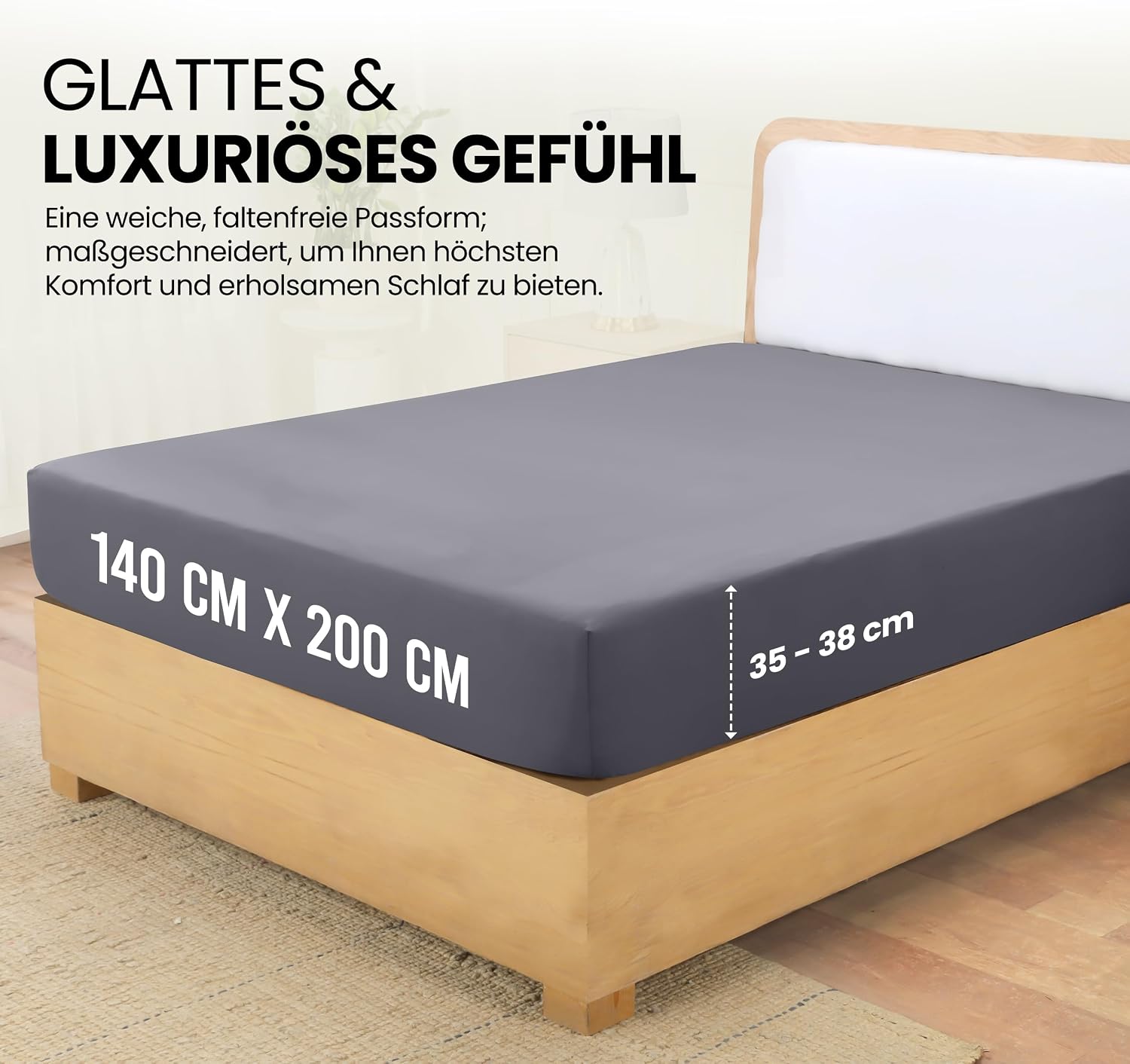 Utopia Bedding - Spannbettlaken 140x200cm - Grau – Bild 2