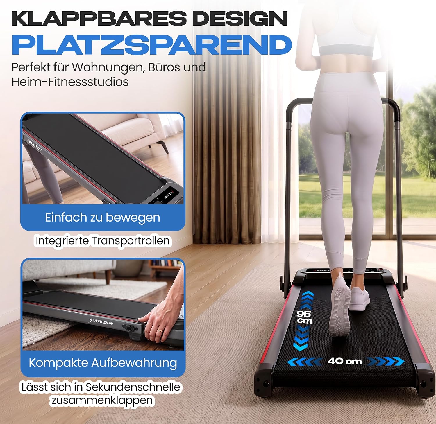 Elektrisches Laufband für den Heimgebrauch, klappbar, 1-2,5 PS, 12 voreingestellte Programme, LCD-Display, 1-10 km/h (1) – Bild 7