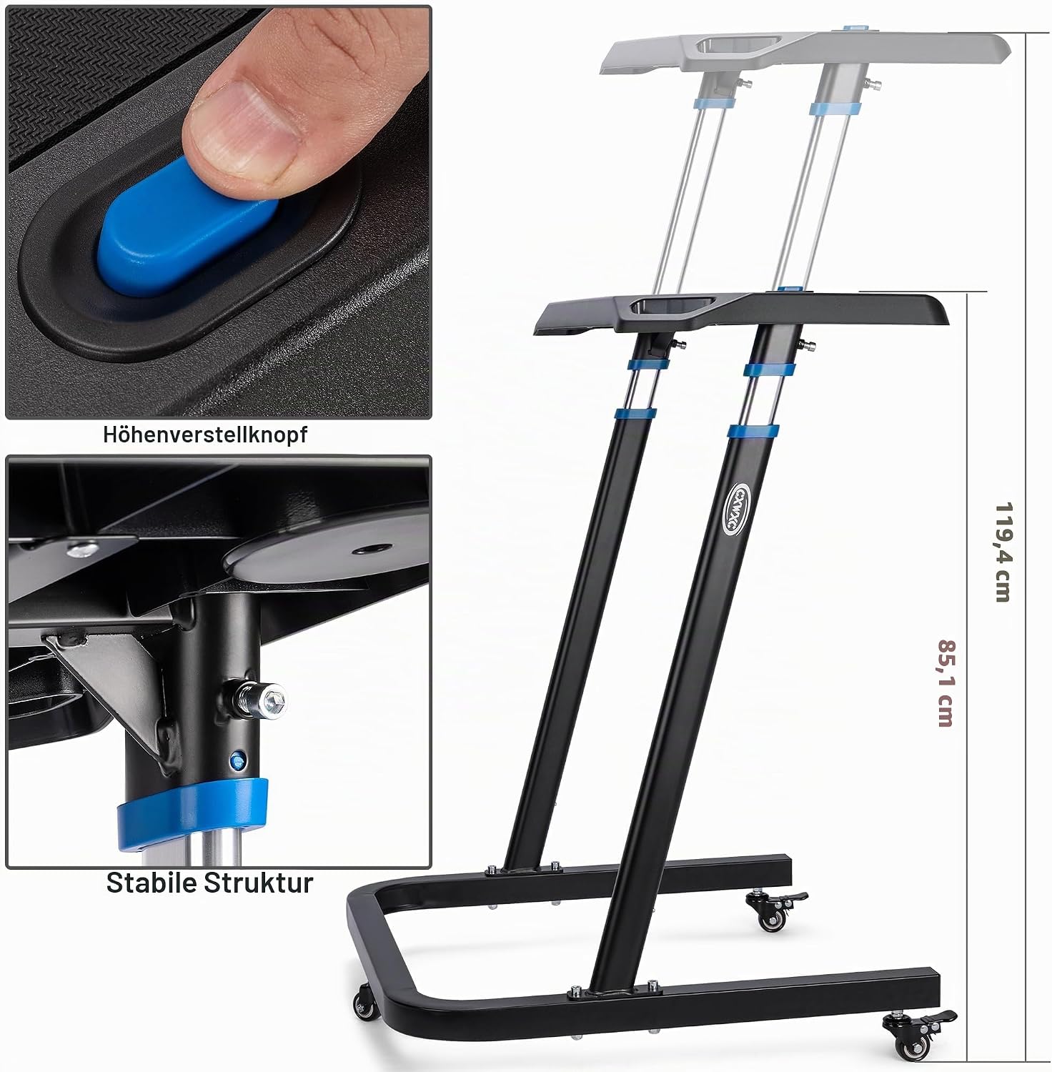 CXWXC Fahrrad Trainingstisch für den Innenbereich, Verstellbarer Ständer mit Gleitfläche – Tragbarer Fahrradtrainer Fitnesstisch mit abnehmbaren Rädern – Bild 4