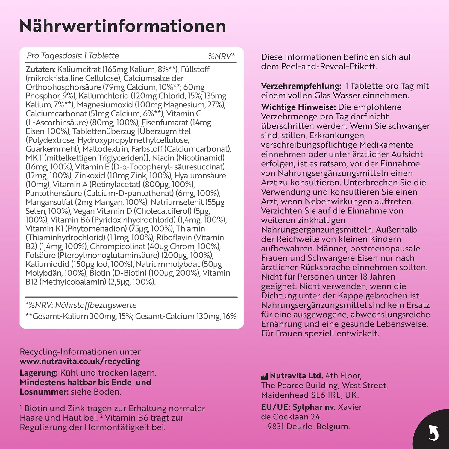 Nutravita Multivitamine & Mineralien für Frauen - 180 Vegane Tabletten – Bild 9