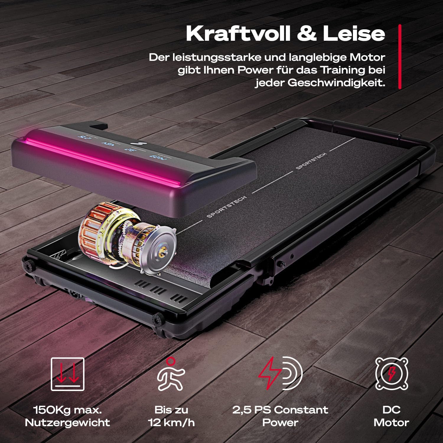 Sportstech, Laufband für Zuhause klappbar + gelenkschonend Walking Pad – Bild 8